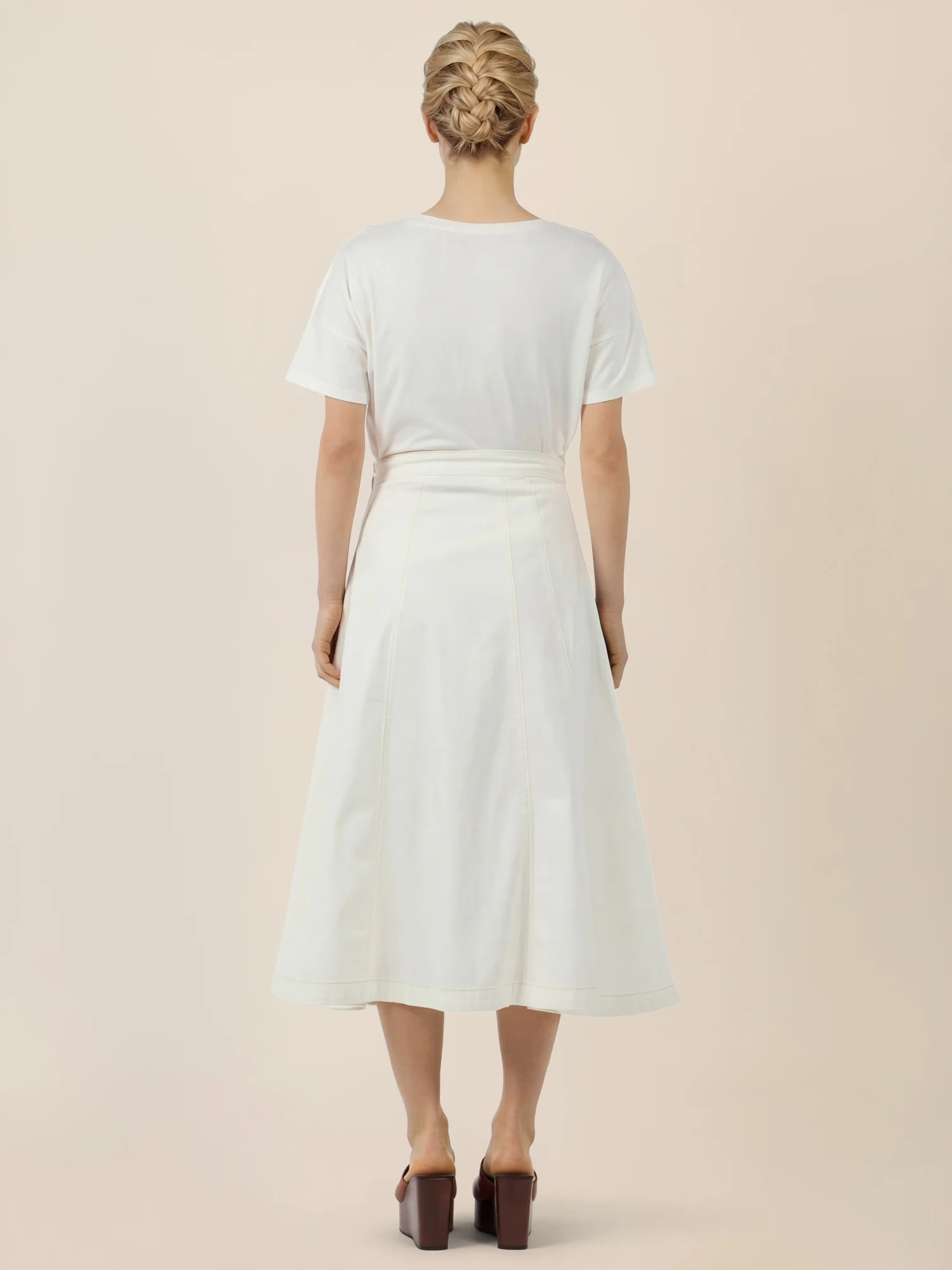 APART A-Linien-Rock aus Denim in ausgestellter Form | creme - Image 3