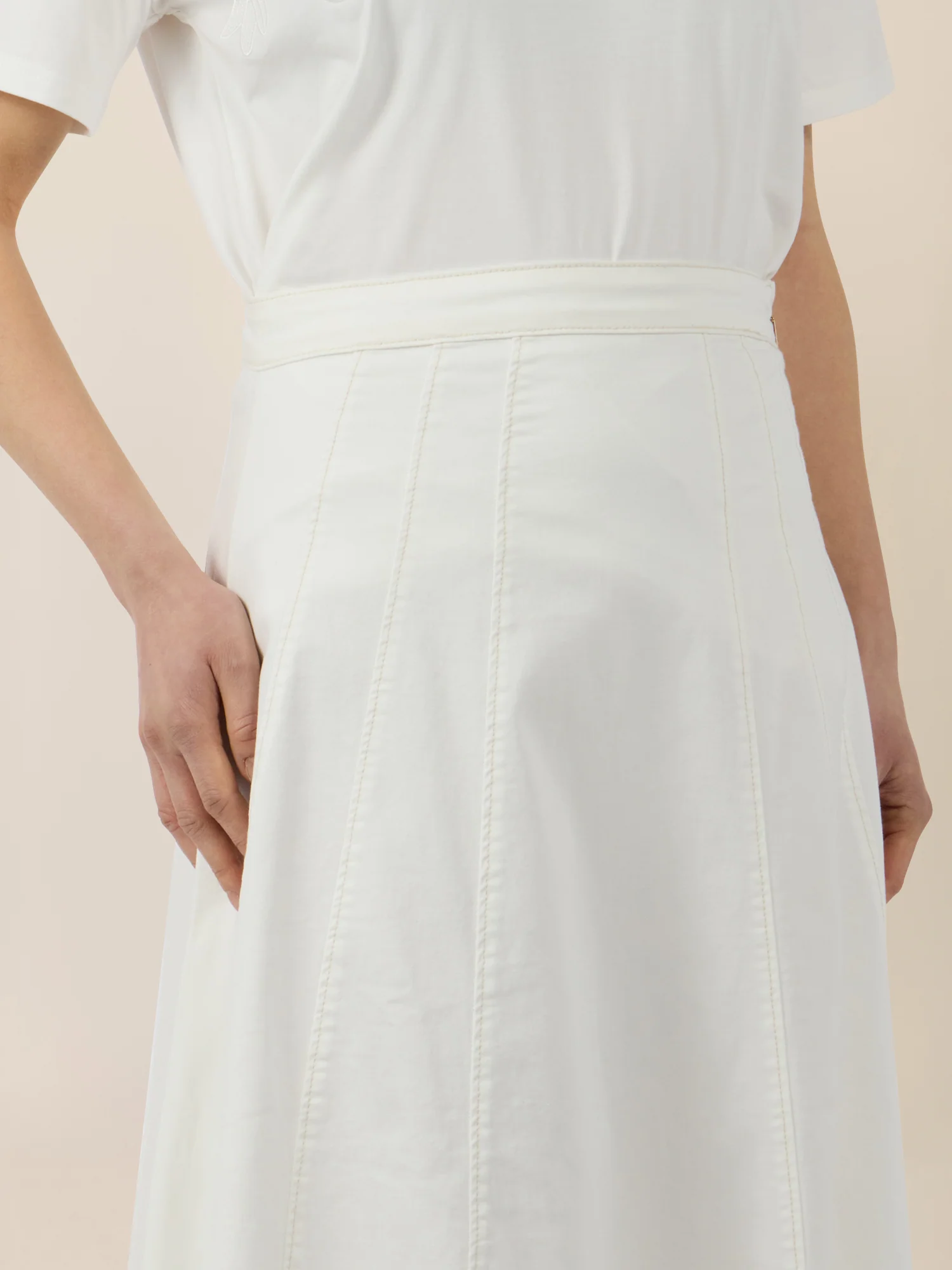 APART A-Linien-Rock aus Denim in ausgestellter Form | creme - Image 5