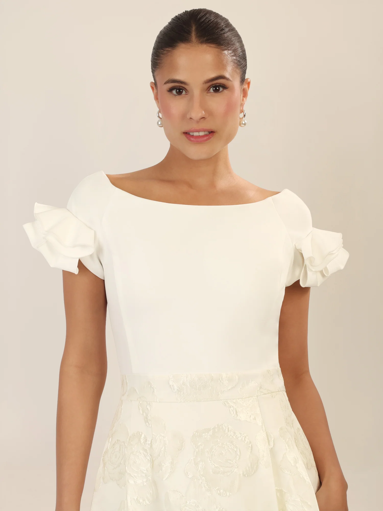 APART Abendkleid mit floraler Jacquard-Struktur | creme - Image 4