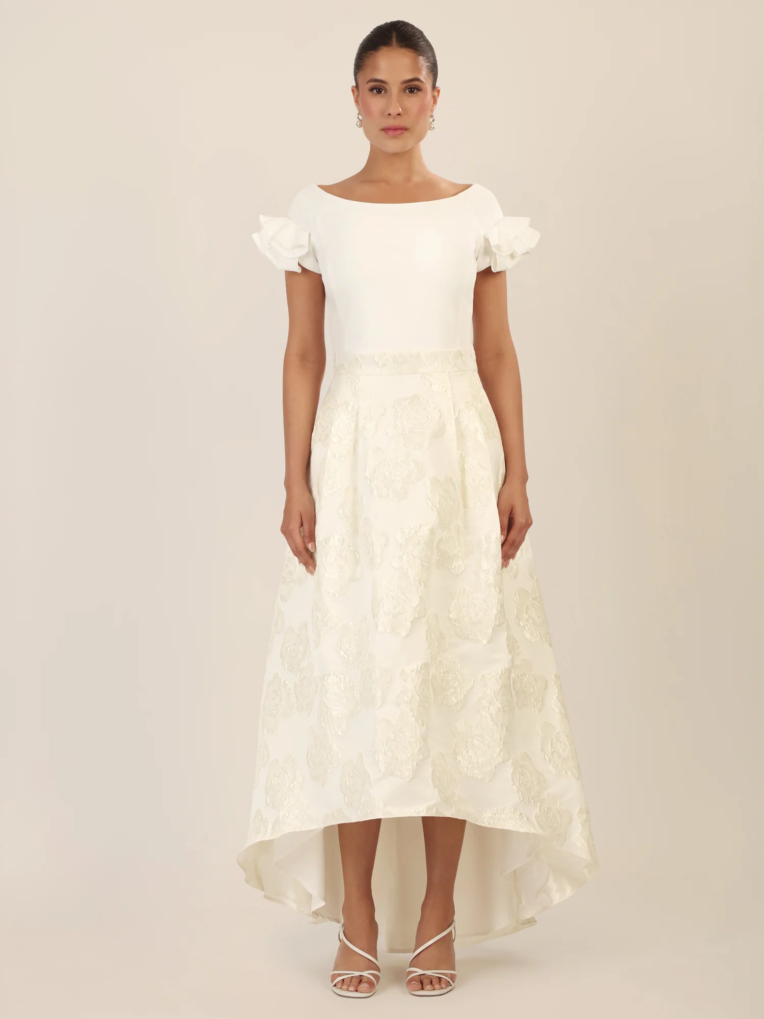 APART Abendkleid mit floraler Jacquard-Struktur | creme - Image 5