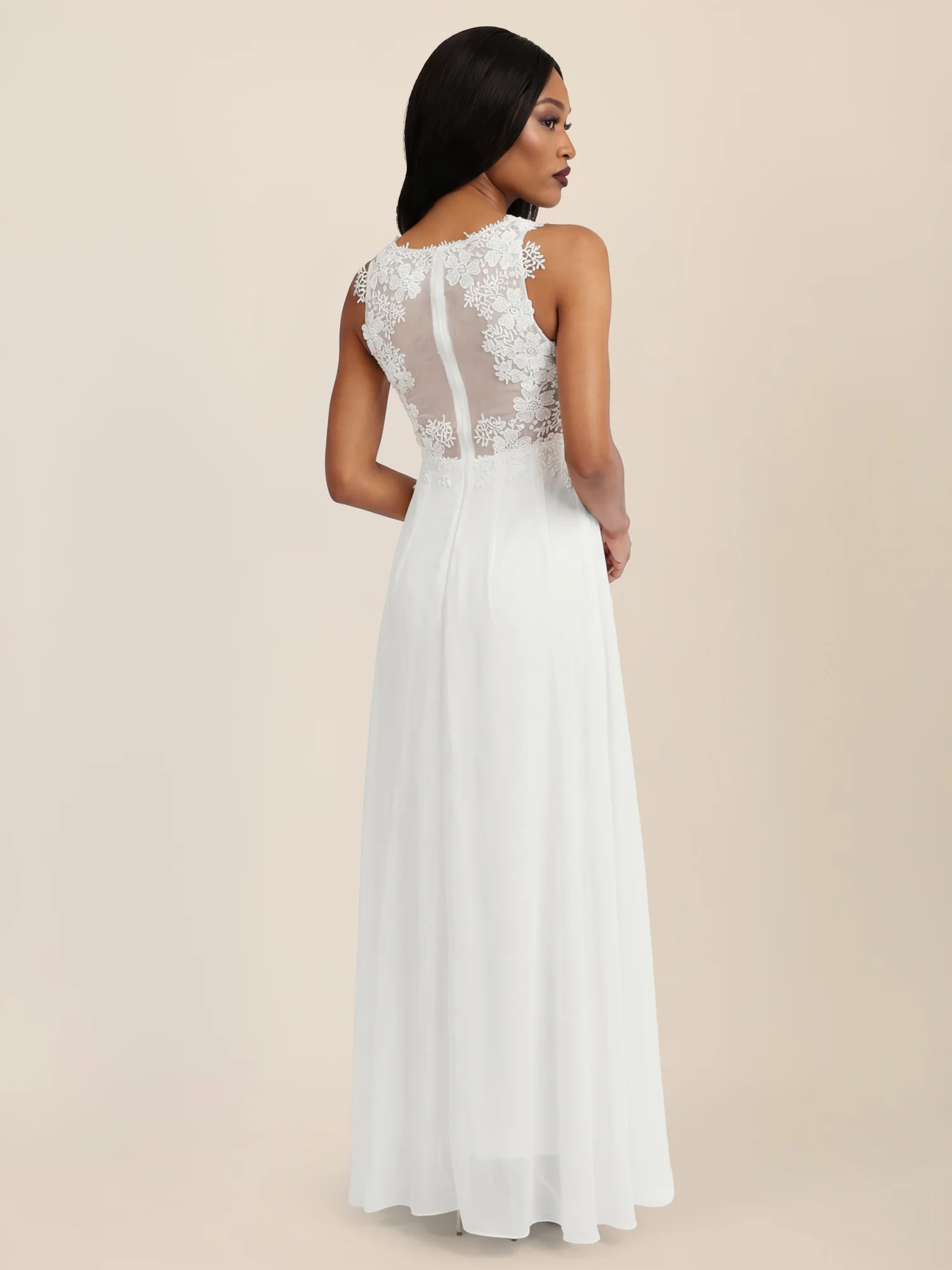 APART Abendkleid mit floraler Spitze und fließendem Rock | creme - Image 2