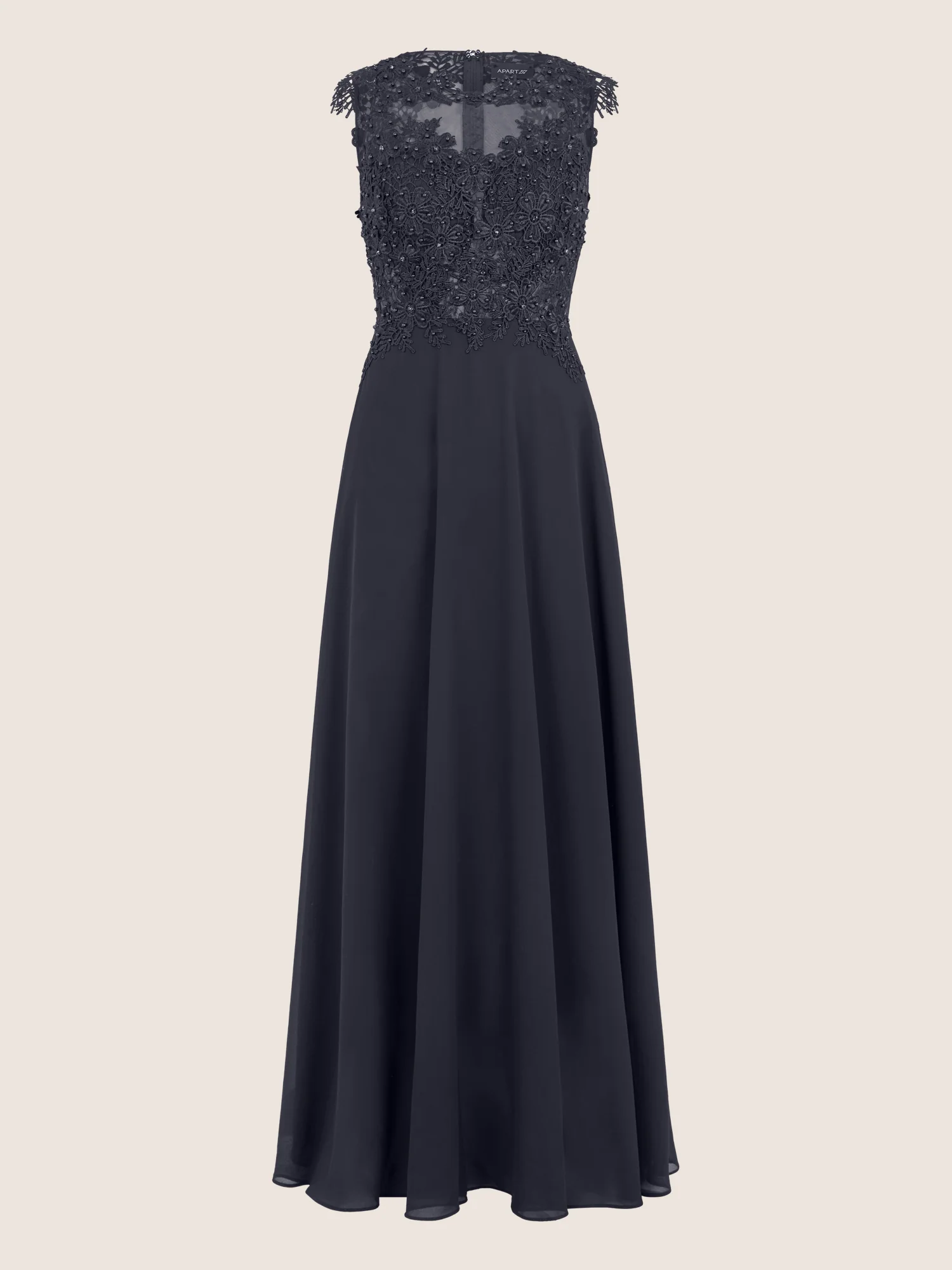 APART Abendkleid mit floraler Spitze und fließendem Rock | nachtblau - Image 3