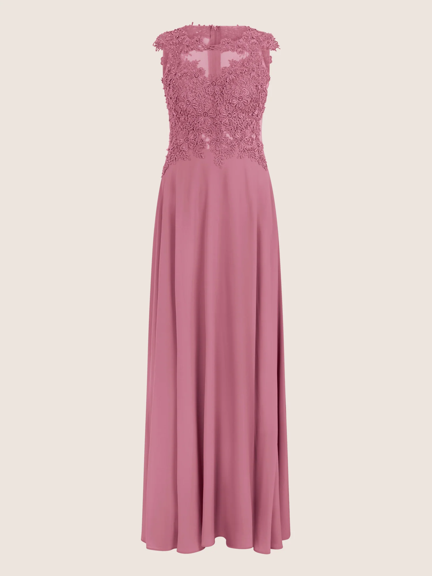 APART Abendkleid mit floraler Spitze und fließendem Rock | rosé - Image 3