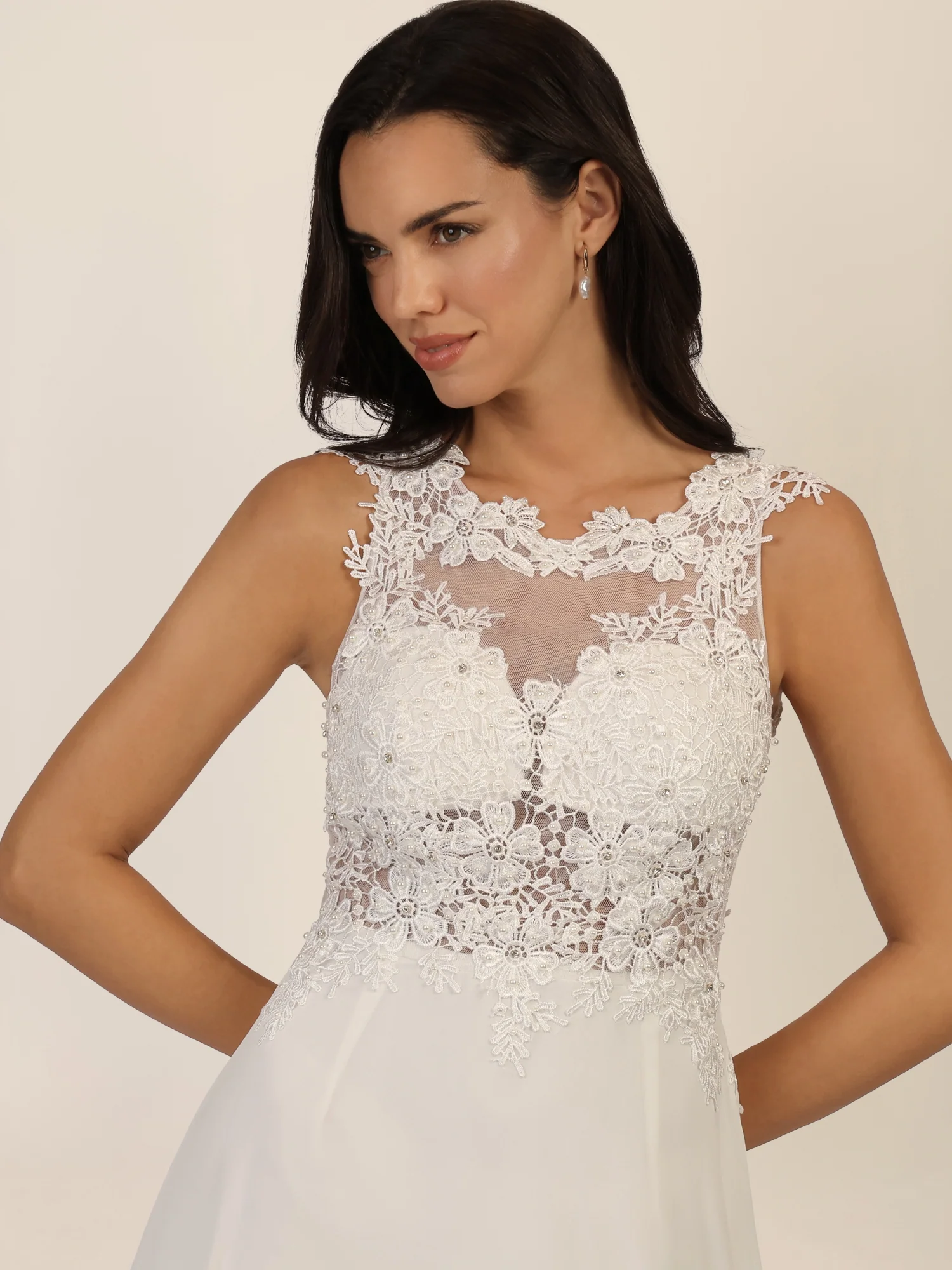 APART Abendkleid mit floraler Spitze und Tüll-Einsatz | creme - Image 4