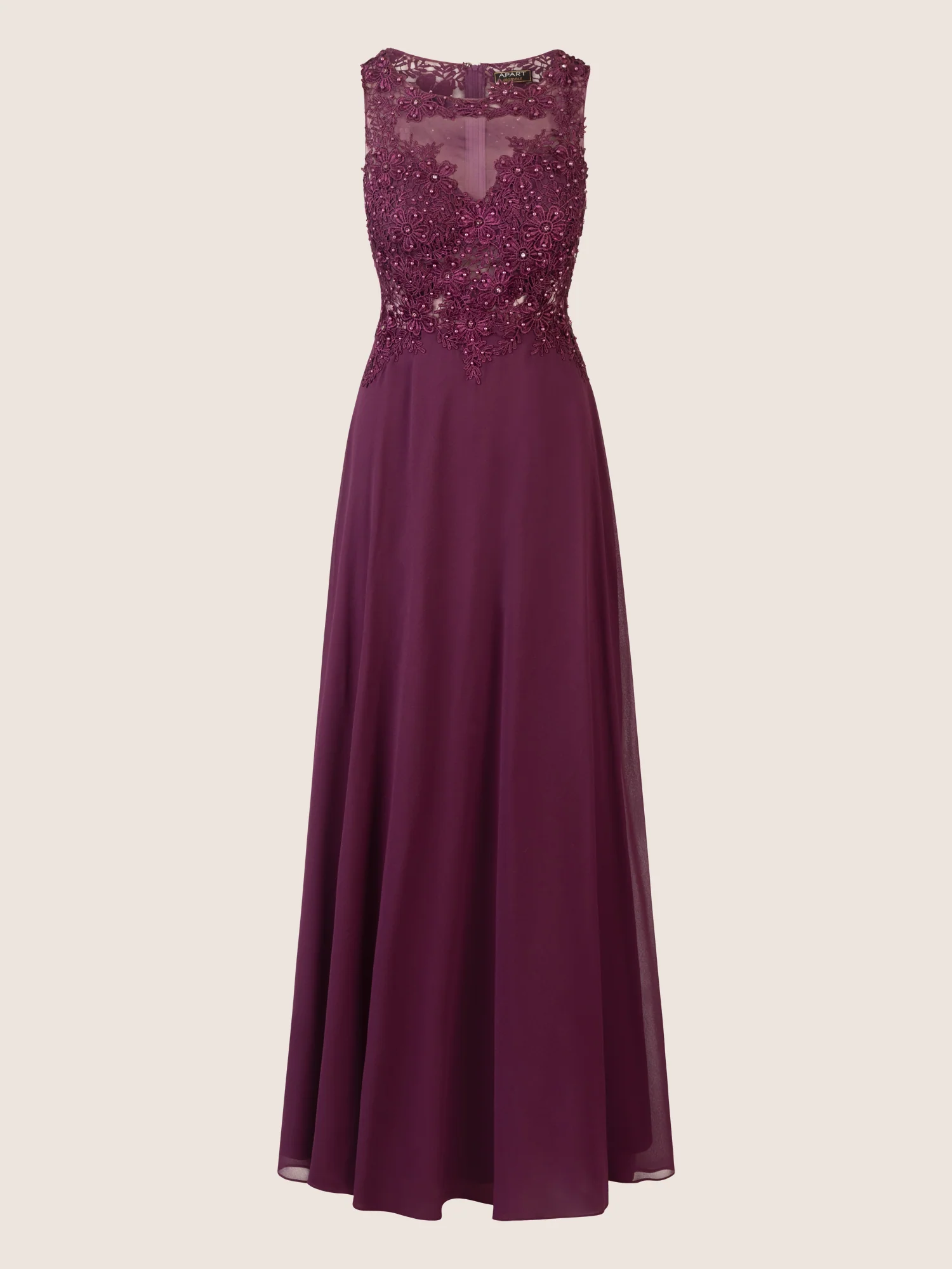 APART Abendkleid mit floraler Spitze und Tüll-Einsatz | dunkel lila - Image 3