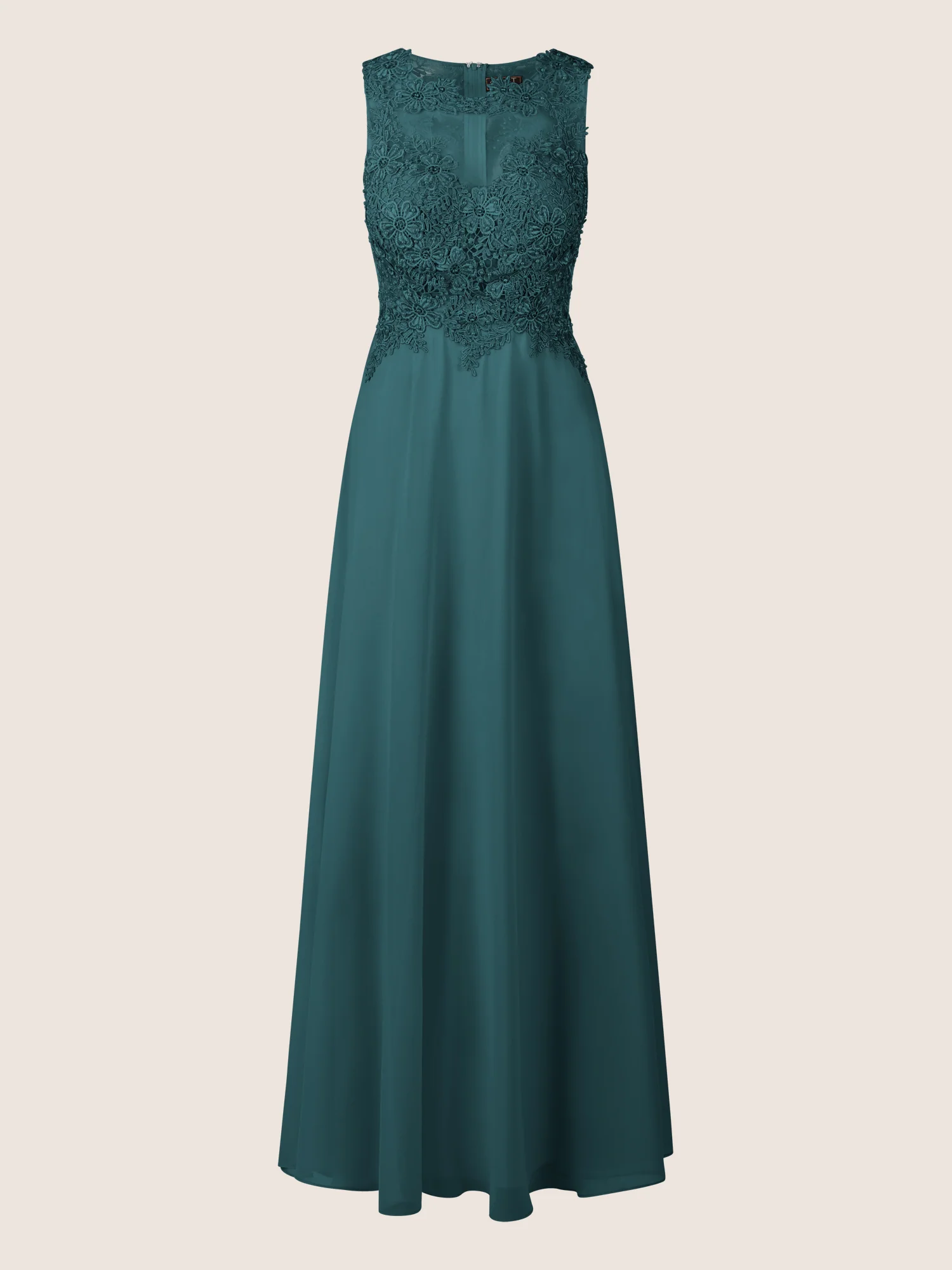 APART Abendkleid mit floraler Spitze und Tüll-Einsatz | dunkelgrün - Image 3