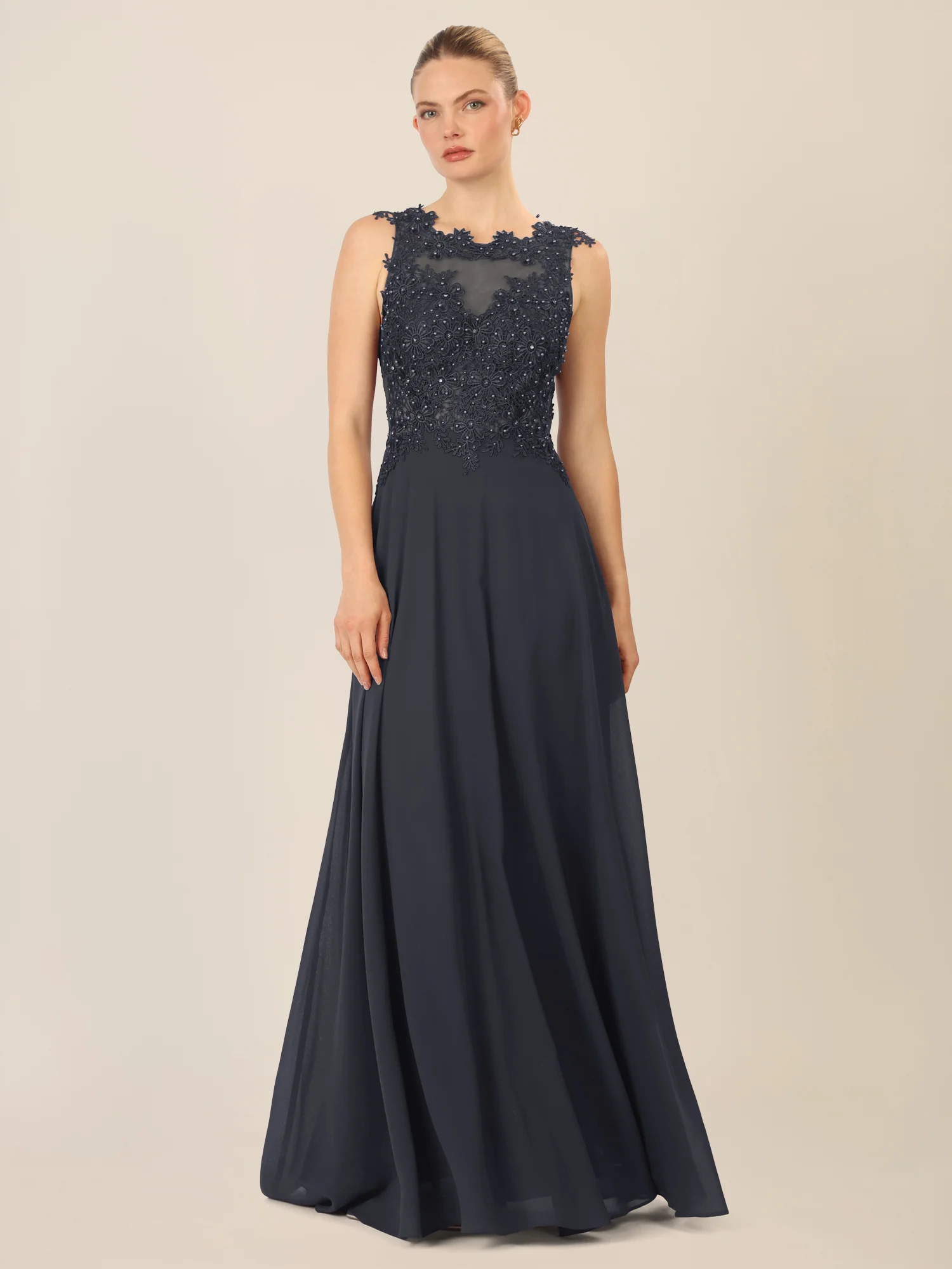 APART Abendkleid mit floraler Spitze und Tüll-Einsatz | nachtblau - Image 5