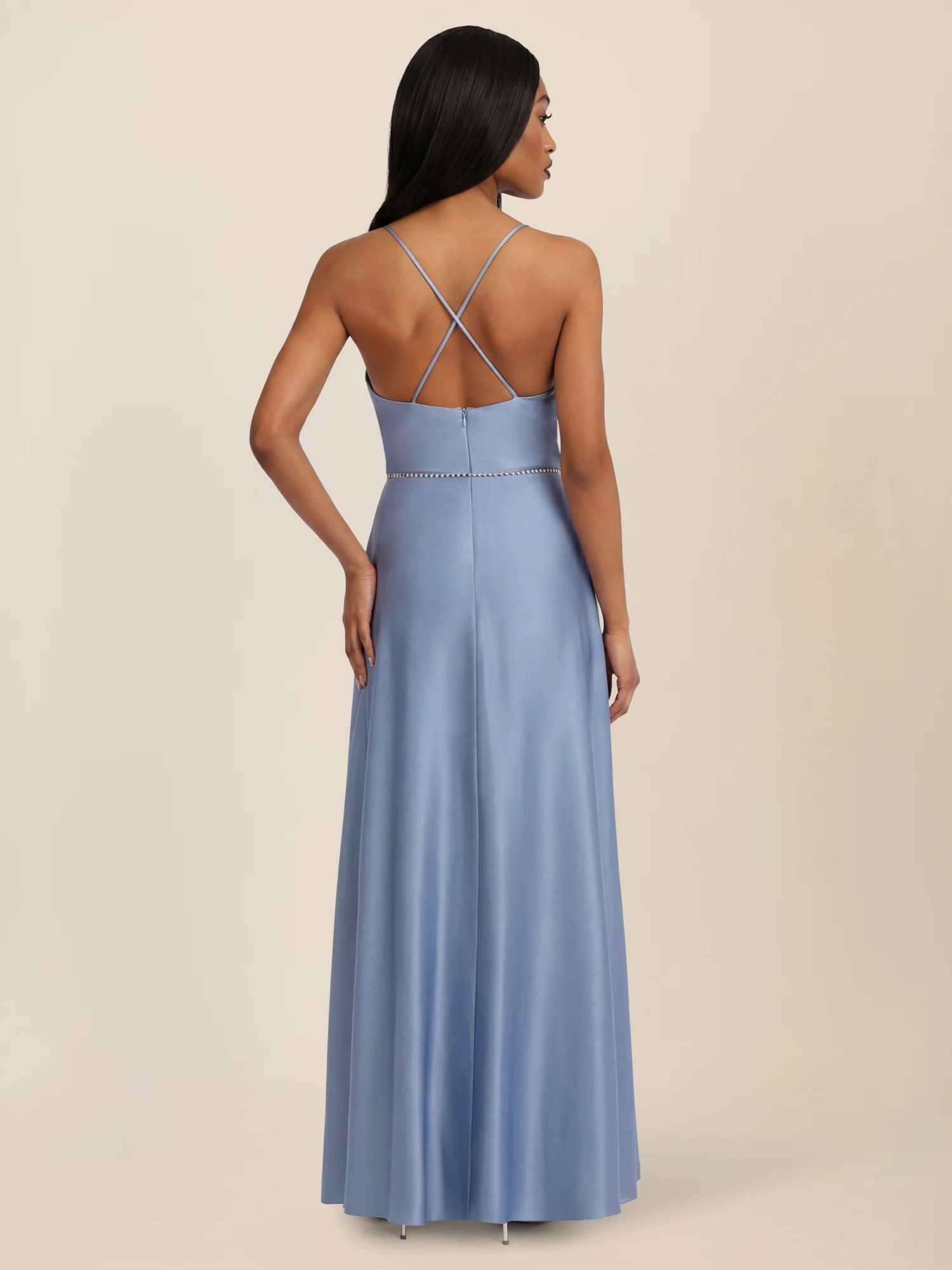 APART Abendkleid mit Glitzerträgern | rauchblau - Image 2