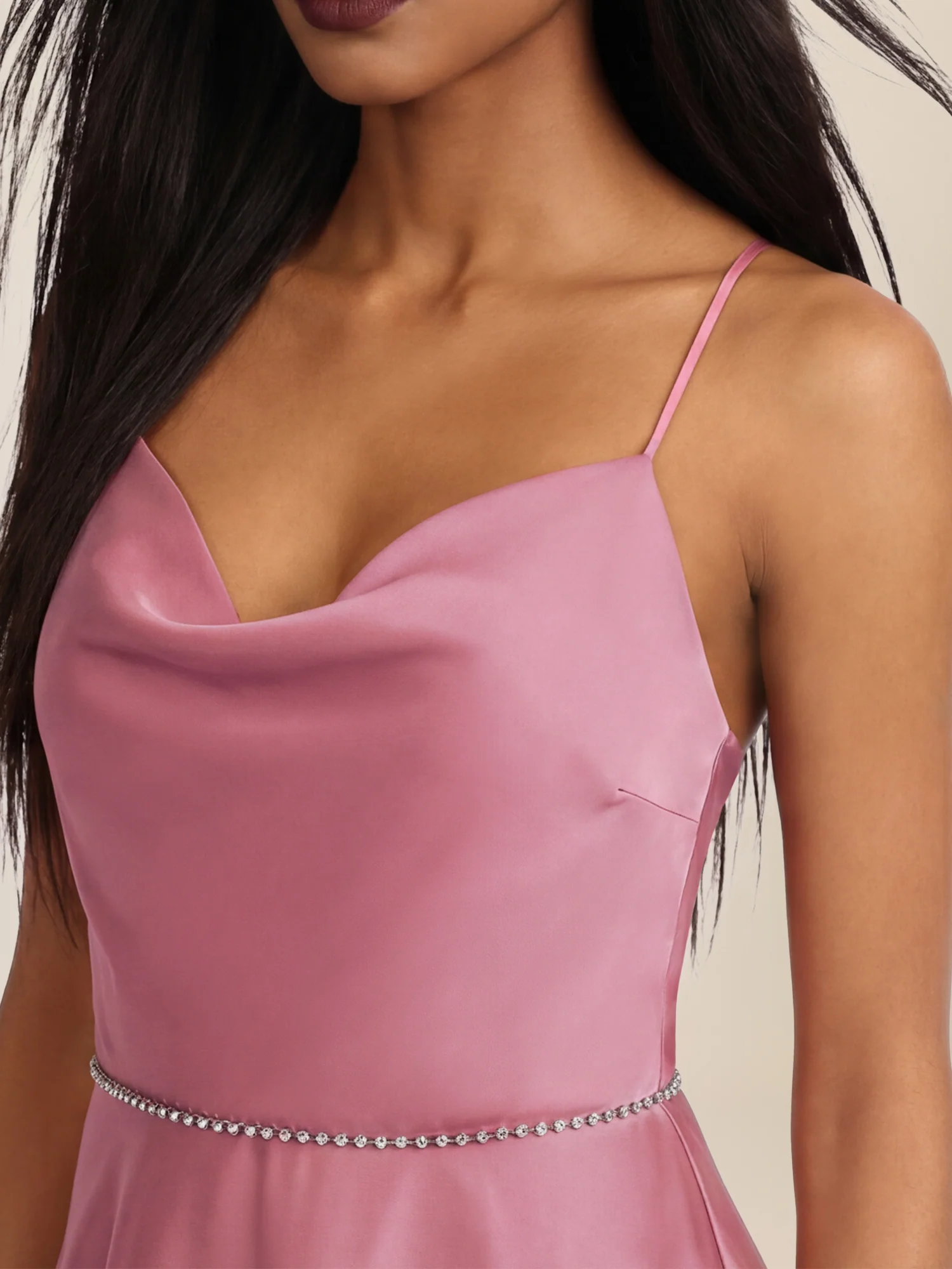 APART Abendkleid mit Glitzerträgern | rosé - Image 4
