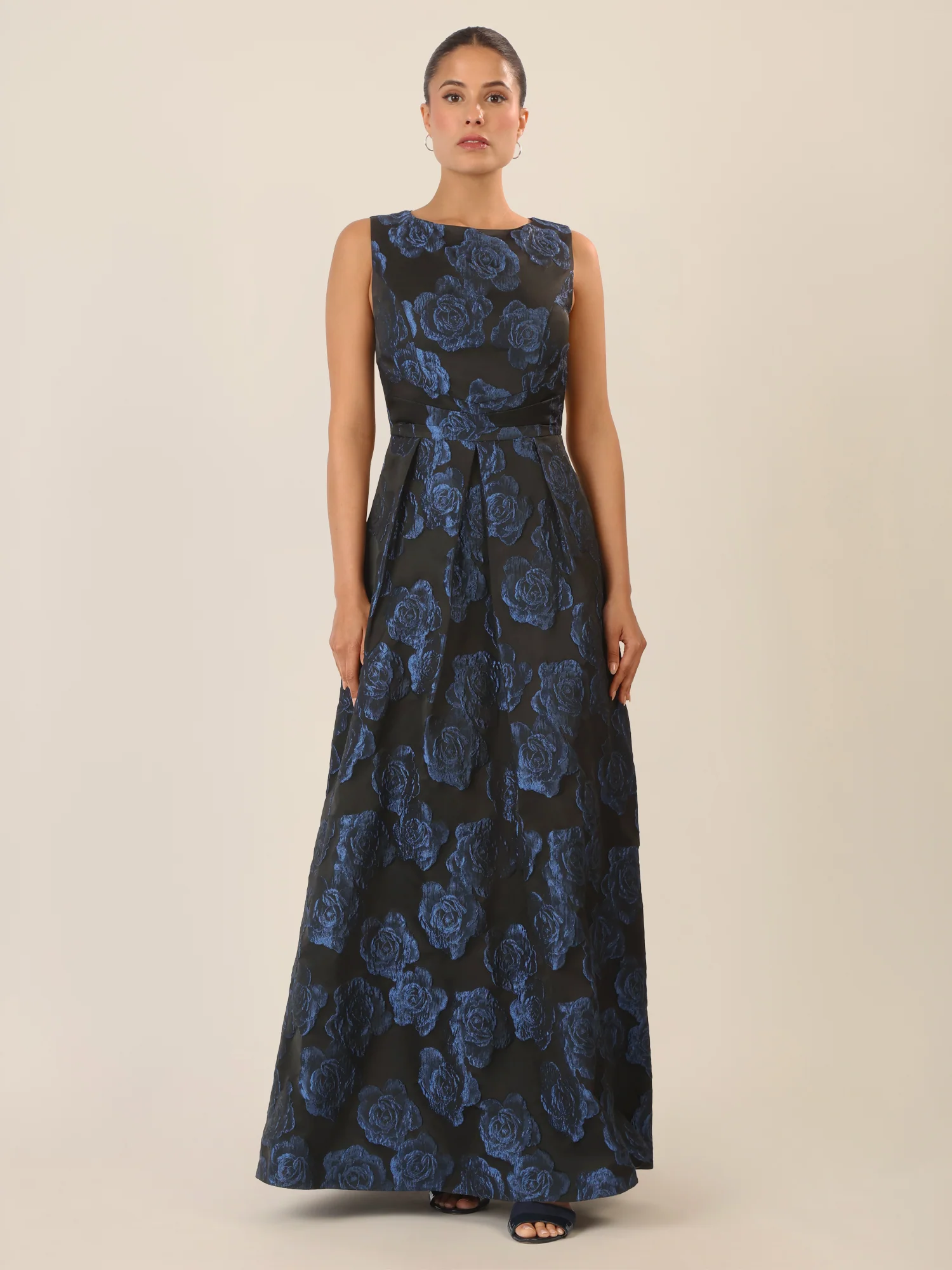 APART Abendkleid mit Jacquard-Rosenstruktur | schwarz-nachtblau - Image 5