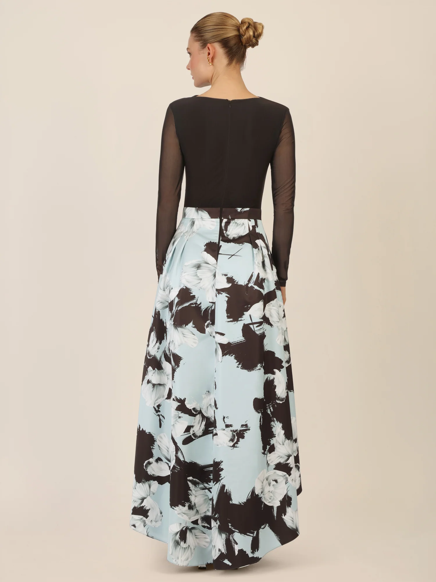 APART Abendkleid mit Meshärmeln und floralem Rock | schwarz-multicolor - Image 2