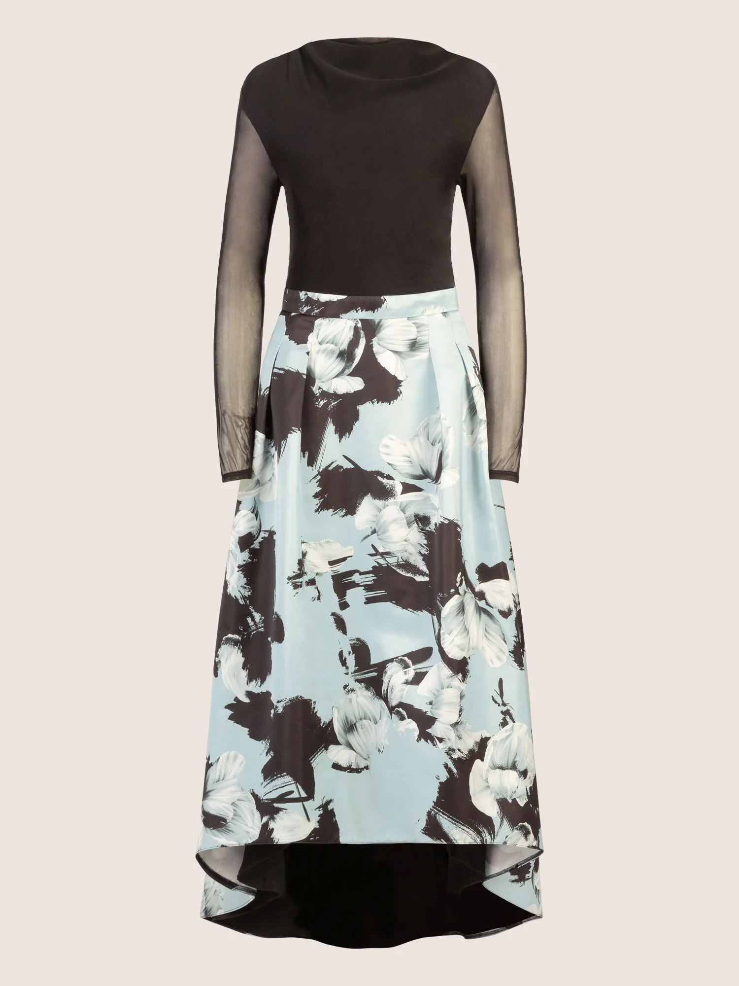 APART Abendkleid mit Meshärmeln und floralem Rock | schwarz-multicolor - Image 3