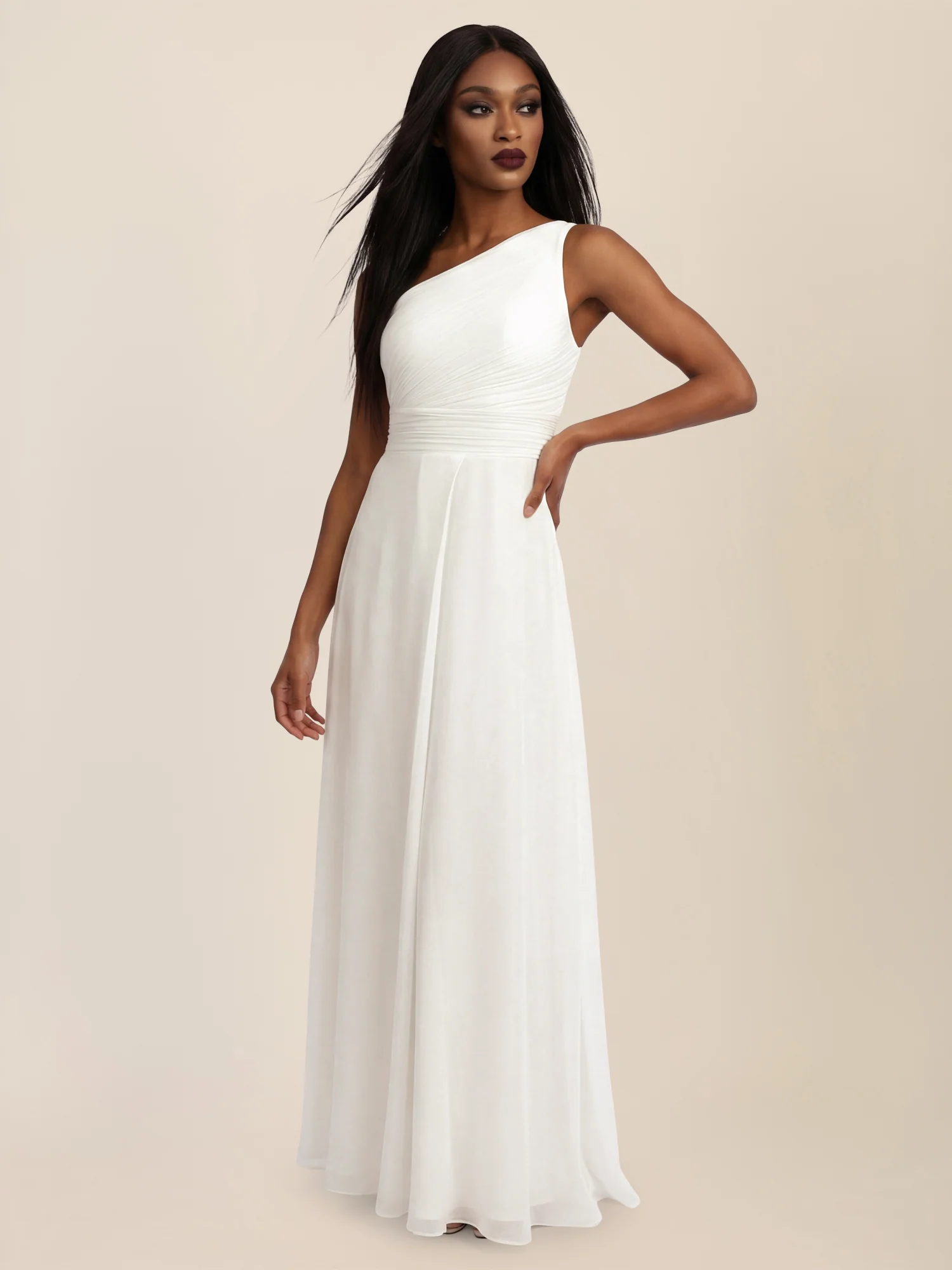 APART Abendkleid mit One-Shoulder-Design | creme - Image 5