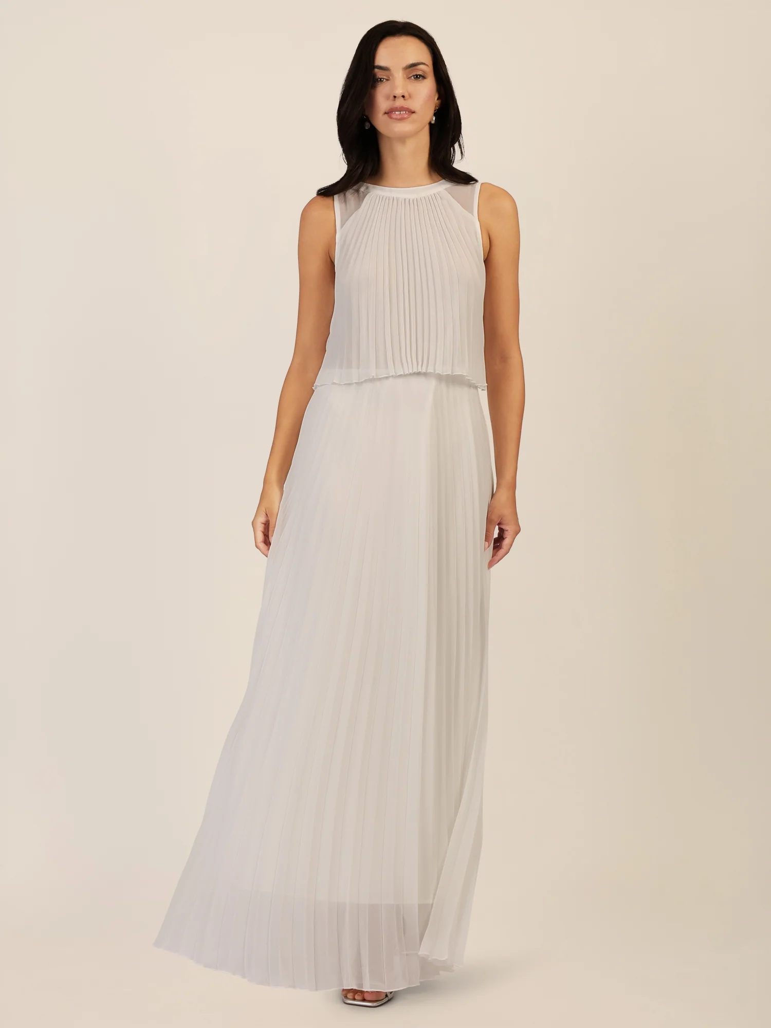 APART Abendkleid mit Plisseefalten und Lagenoptik | creme