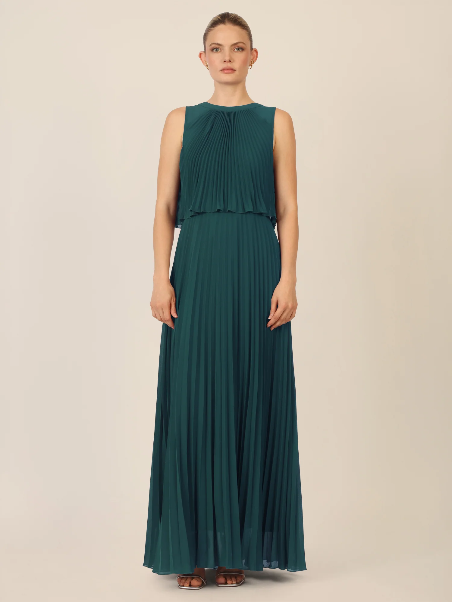APART Abendkleid mit Plisseefalten und Lagenoptik | dunkelgrün - Image 5
