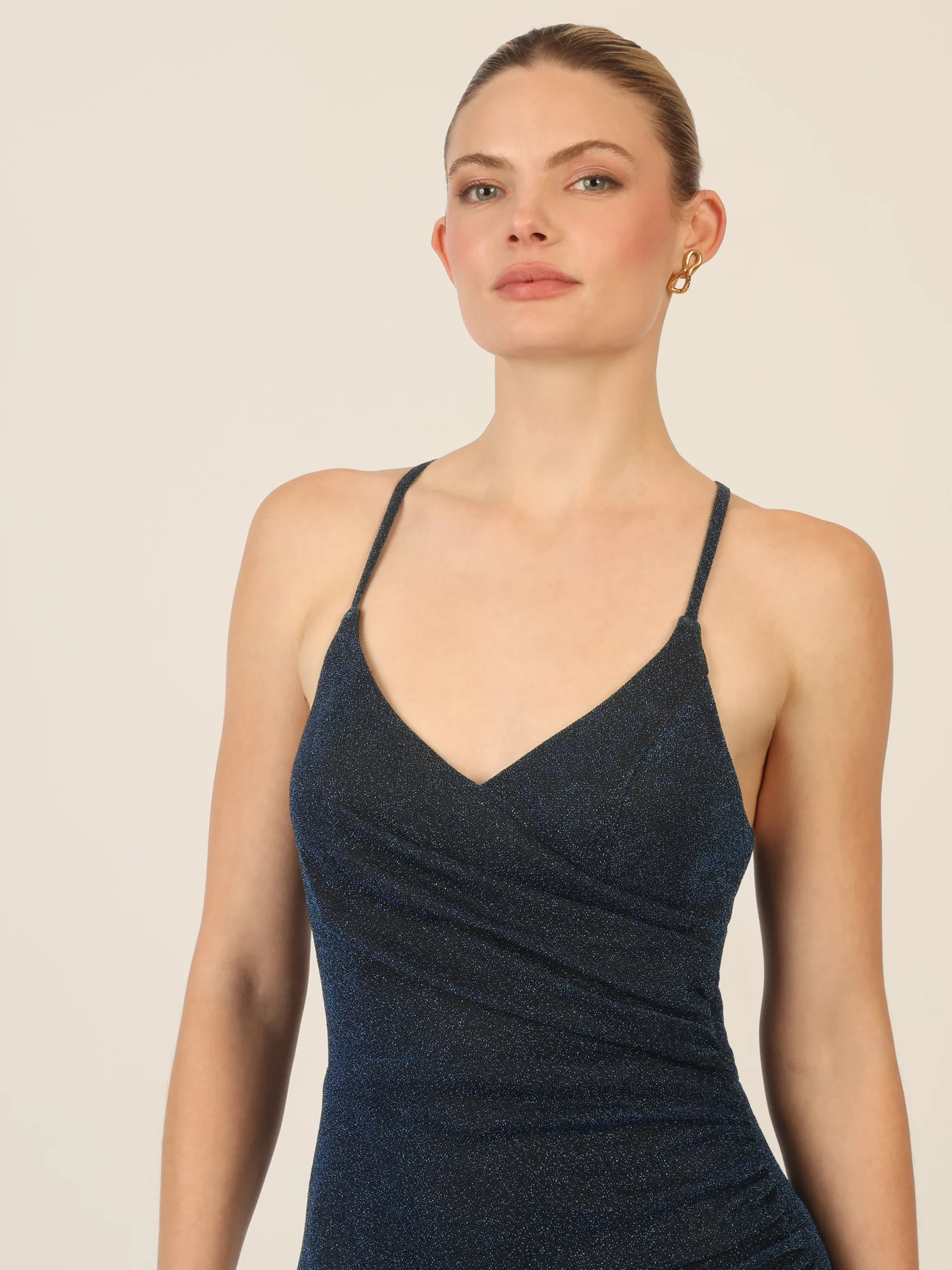 APART Abendkleid mit schmalen verstellbaren Trägern, hinten gekreuzt | nachtblau - Image 4