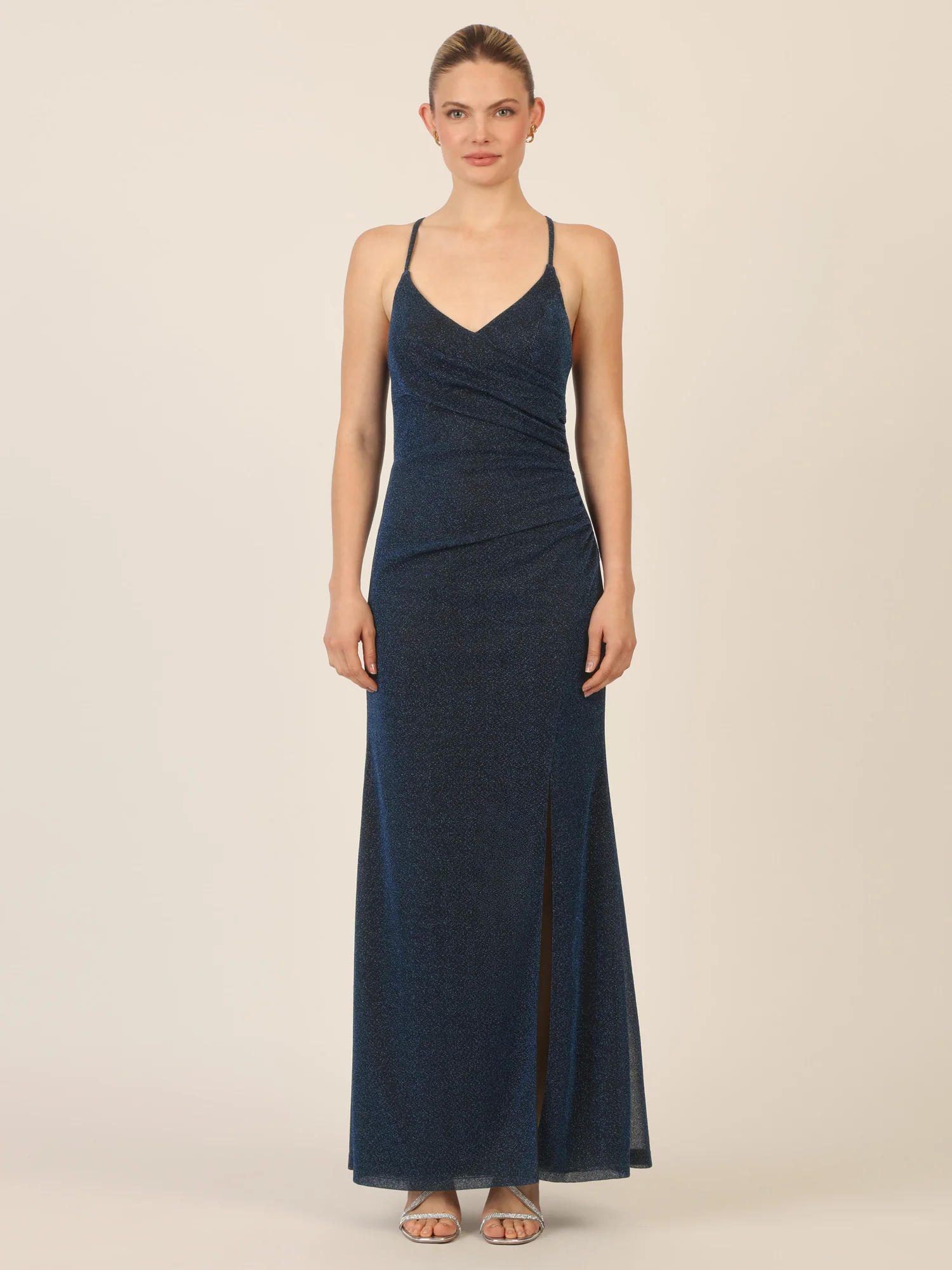 APART Abendkleid mit schmalen verstellbaren Trägern, hinten gekreuzt | nachtblau - Image 5