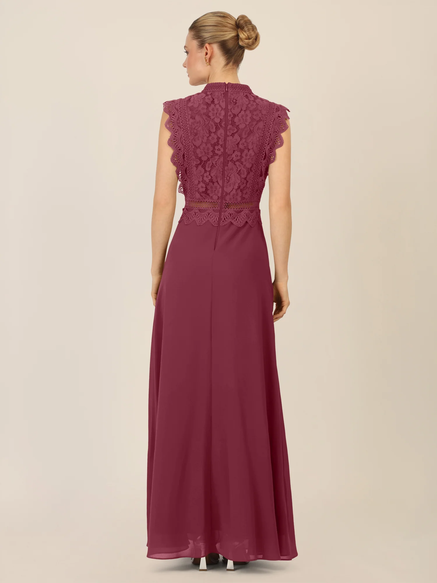 APART Abendkleid mit Spitze und transparentem Rückenteil | bordeauxrot - Image 2