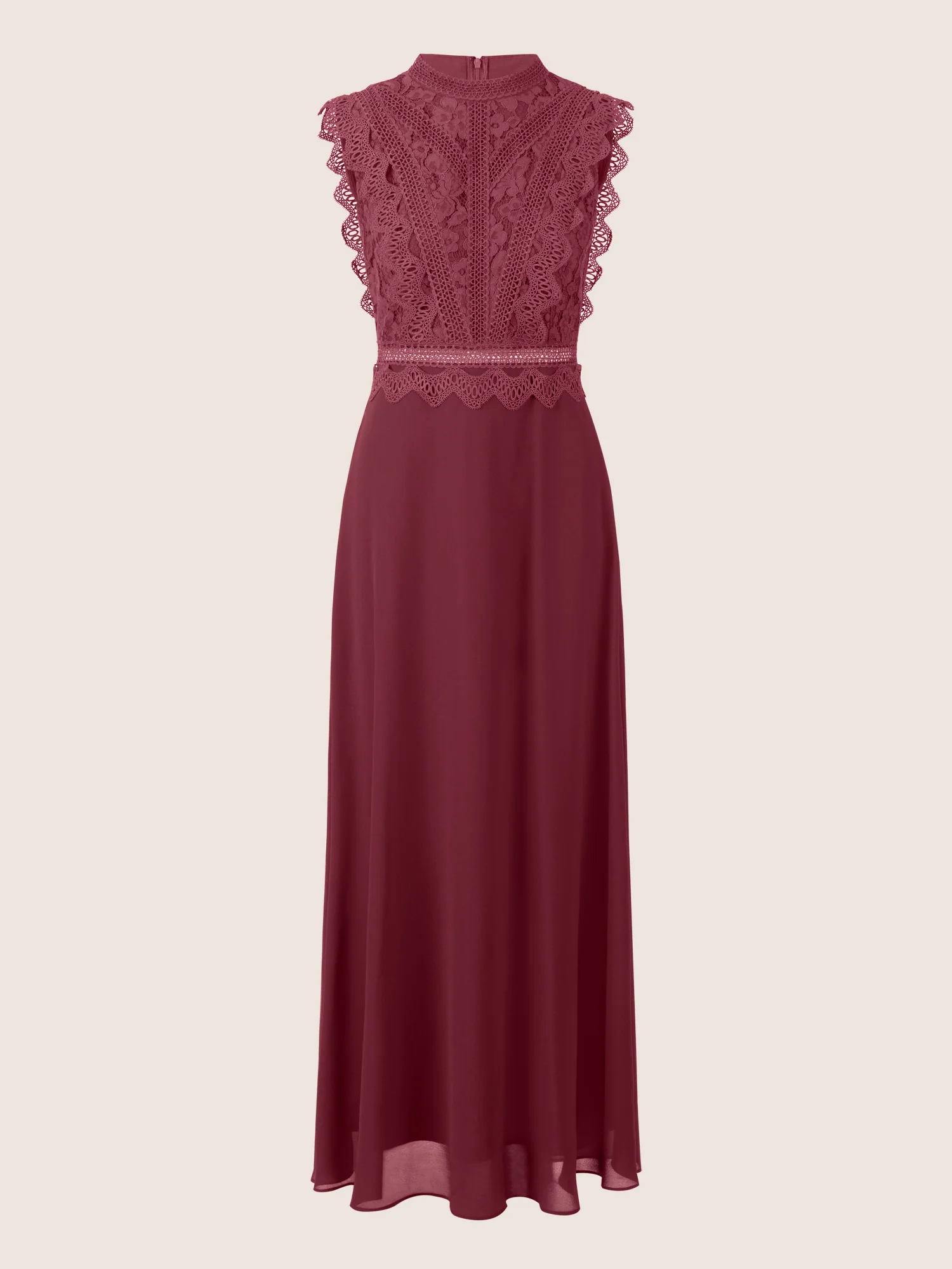 APART Abendkleid mit Spitze und transparentem Rückenteil | bordeauxrot - Image 3