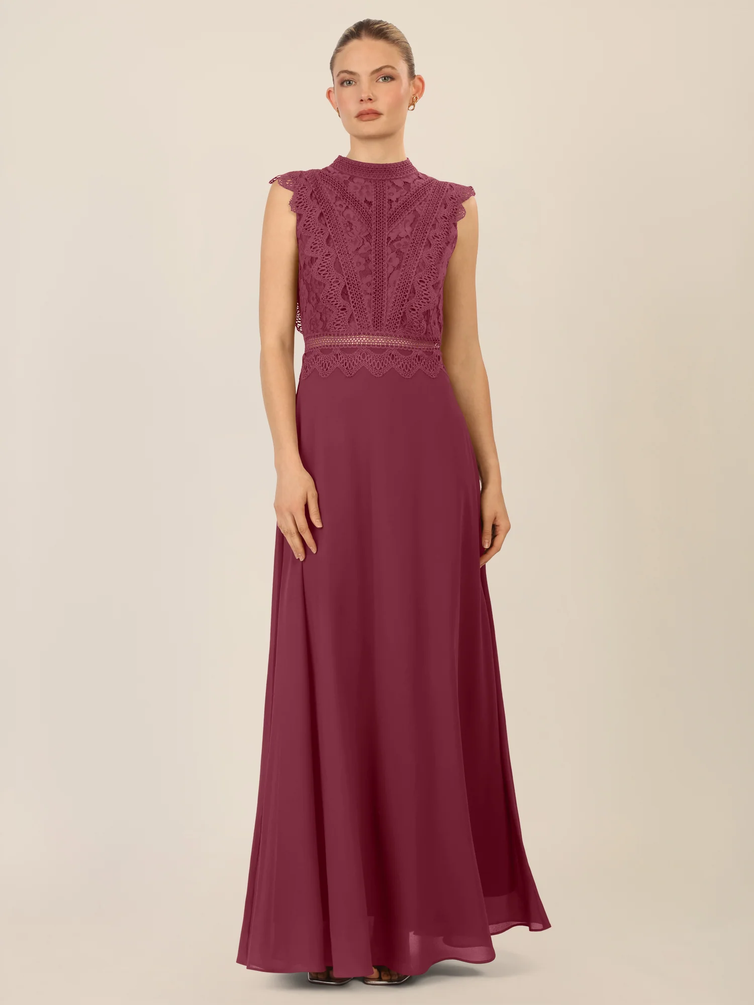 APART Abendkleid mit Spitze und transparentem Rückenteil | bordeauxrot - Image 5