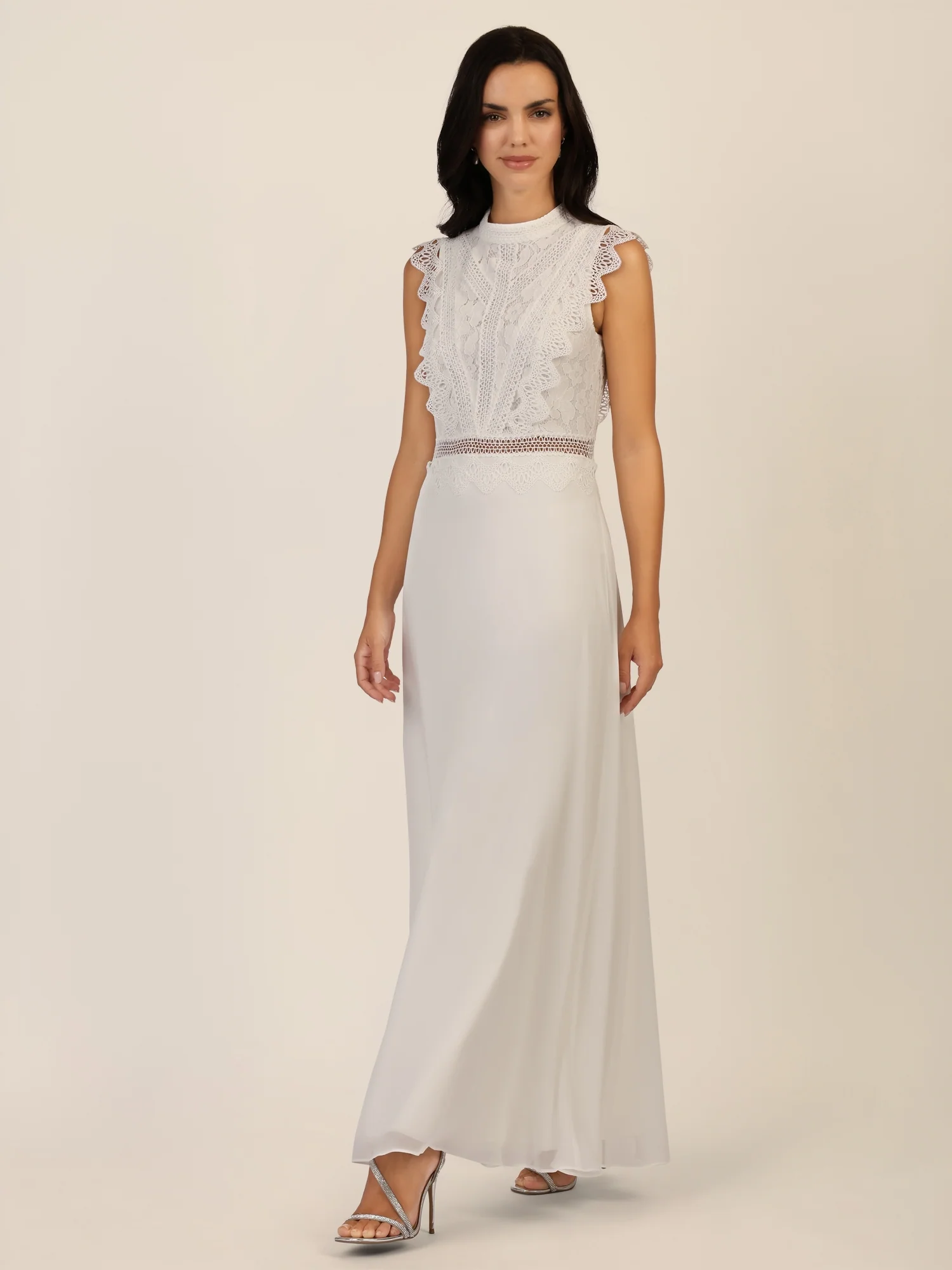 APART Abendkleid mit Spitze und transparentem Rückenteil | creme