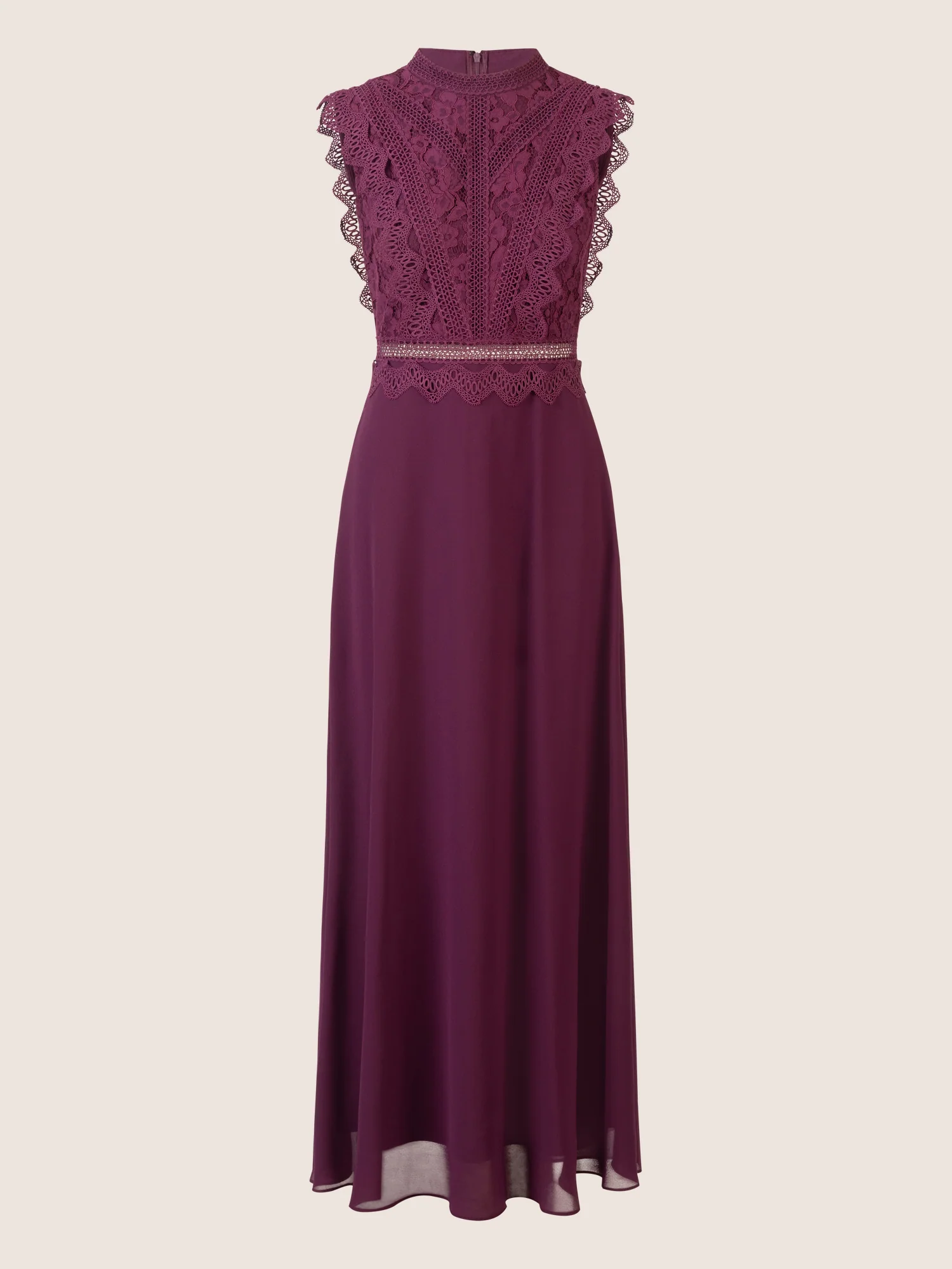 APART Abendkleid mit Spitze und transparentem Rückenteil | dunkel lila - Image 3