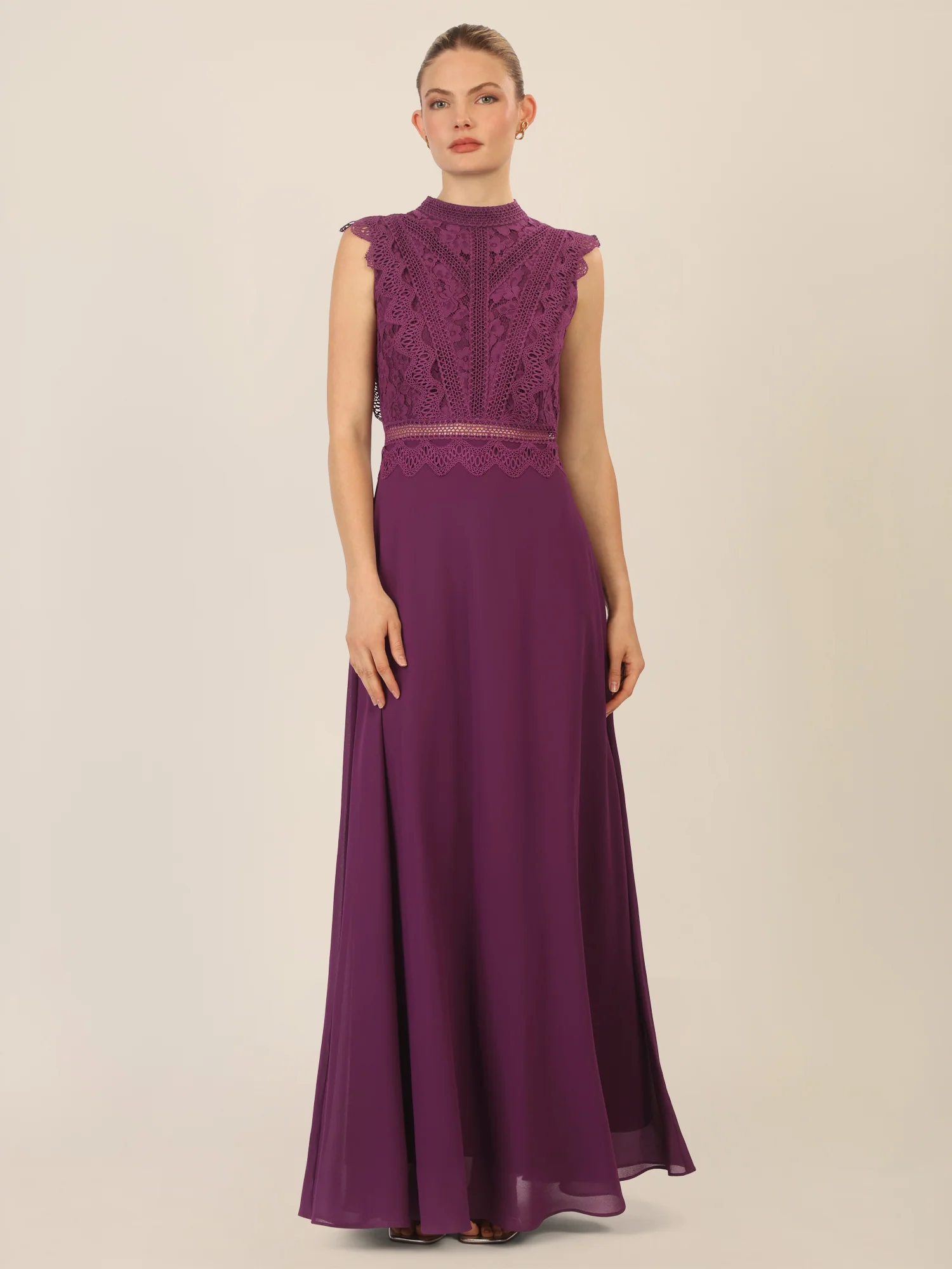 APART Abendkleid mit Spitze und transparentem Rückenteil | dunkel lila - Image 5