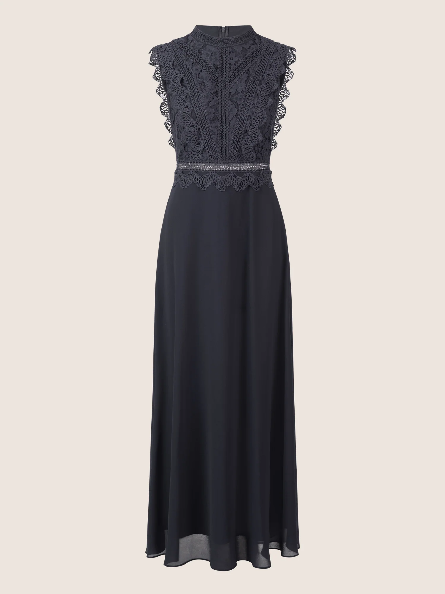 APART Abendkleid mit Spitze und transparentem Rückenteil | nachtblau - Image 3