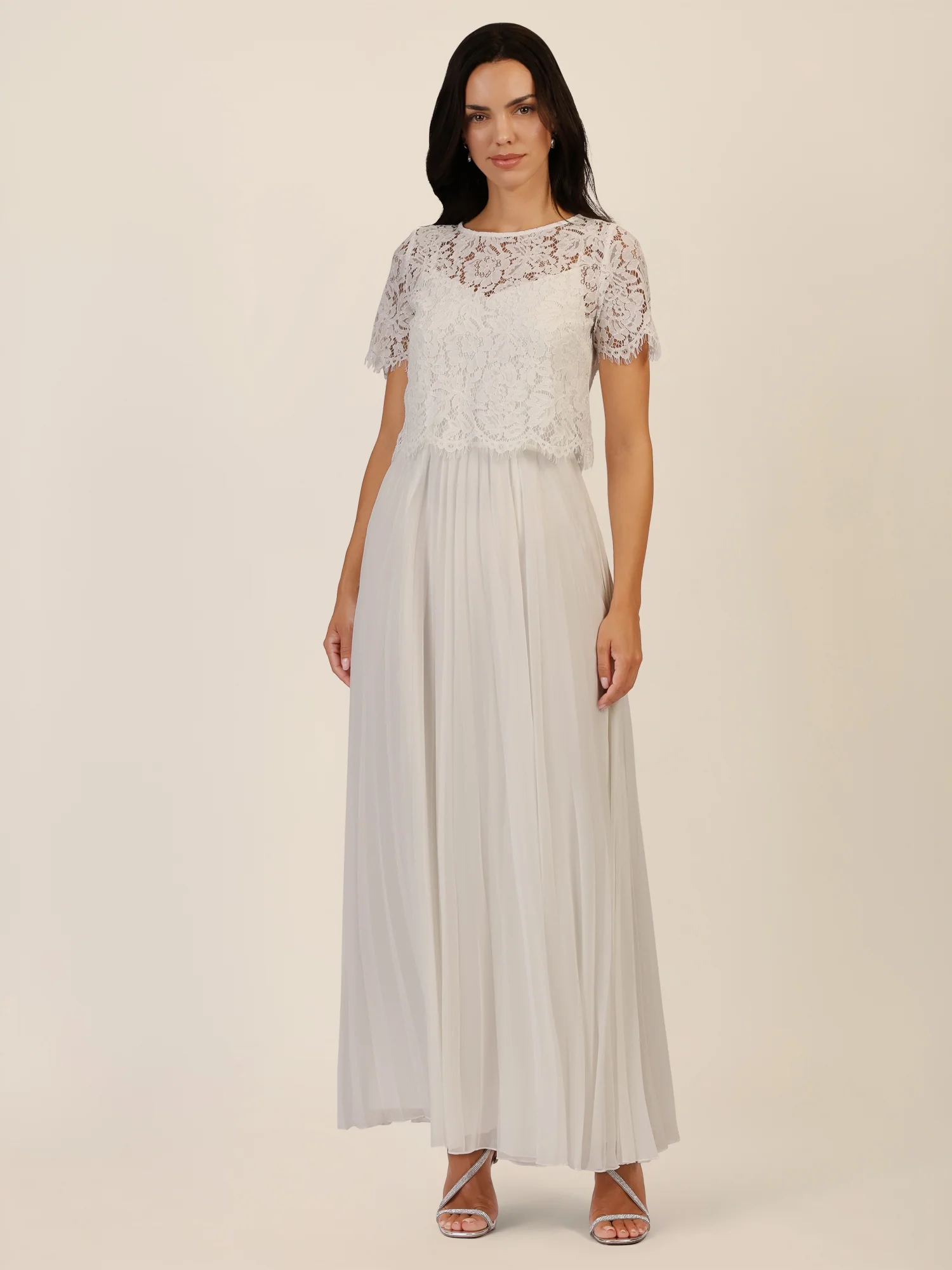 APART Abendkleid mit Spitzenjacke mit Spitzenoberteil und Plisseerock | creme - Image 5