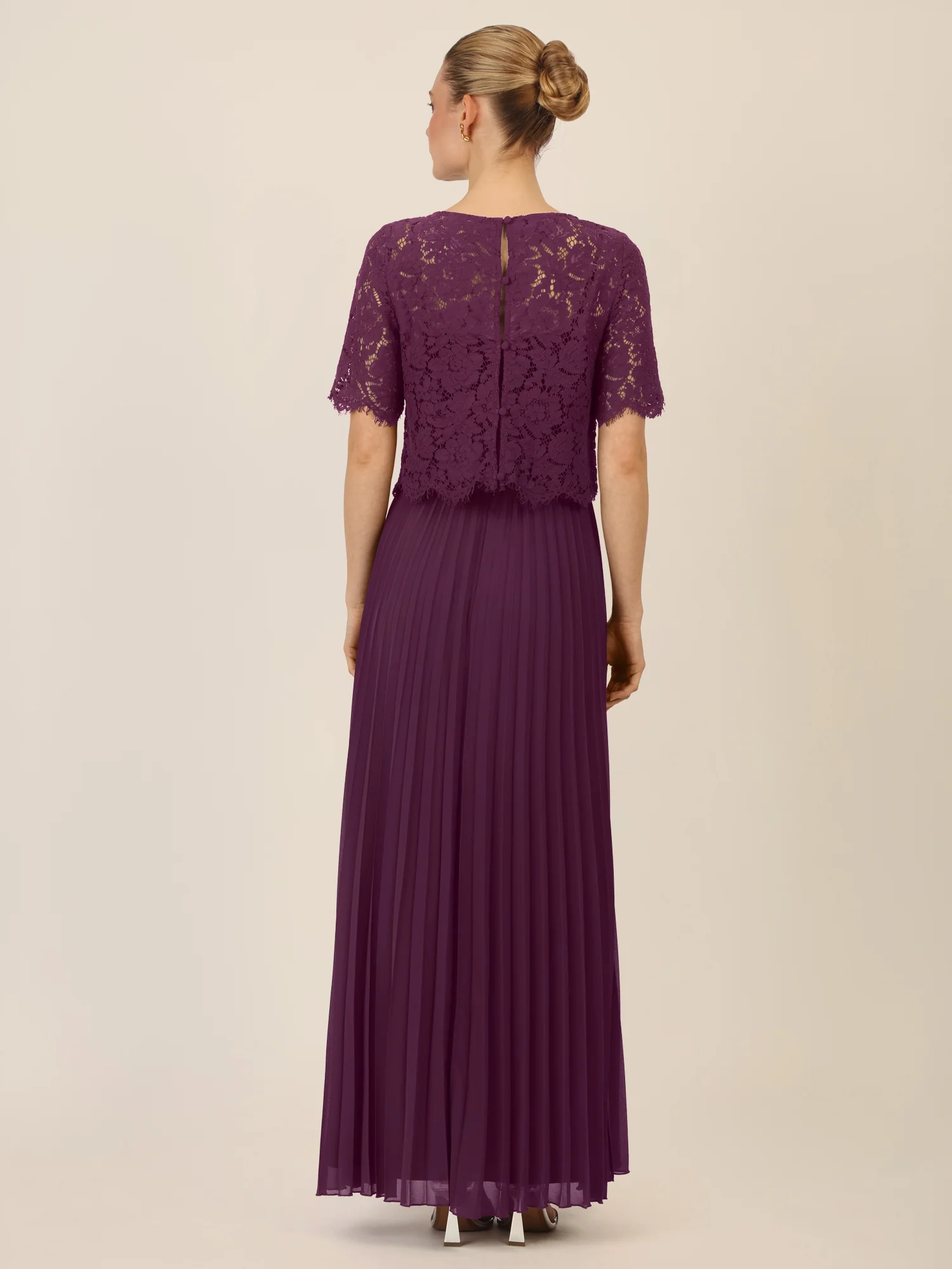 APART Abendkleid mit Spitzenjacke mit Spitzenoberteil und Plisseerock | dunkel lila - Image 2