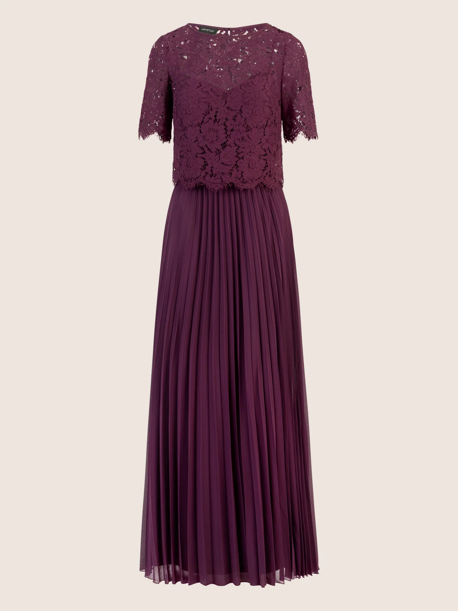 APART Abendkleid mit Spitzenjacke mit Spitzenoberteil und Plisseerock | dunkel lila - Image 3
