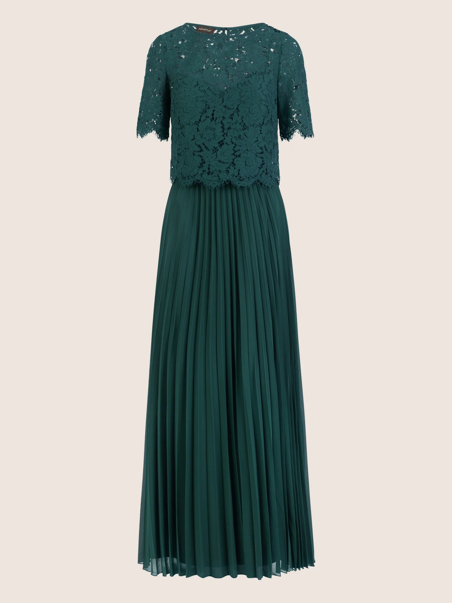 APART Abendkleid mit Spitzenjacke mit Spitzenoberteil und Plisseerock | dunkelgrün - Image 3