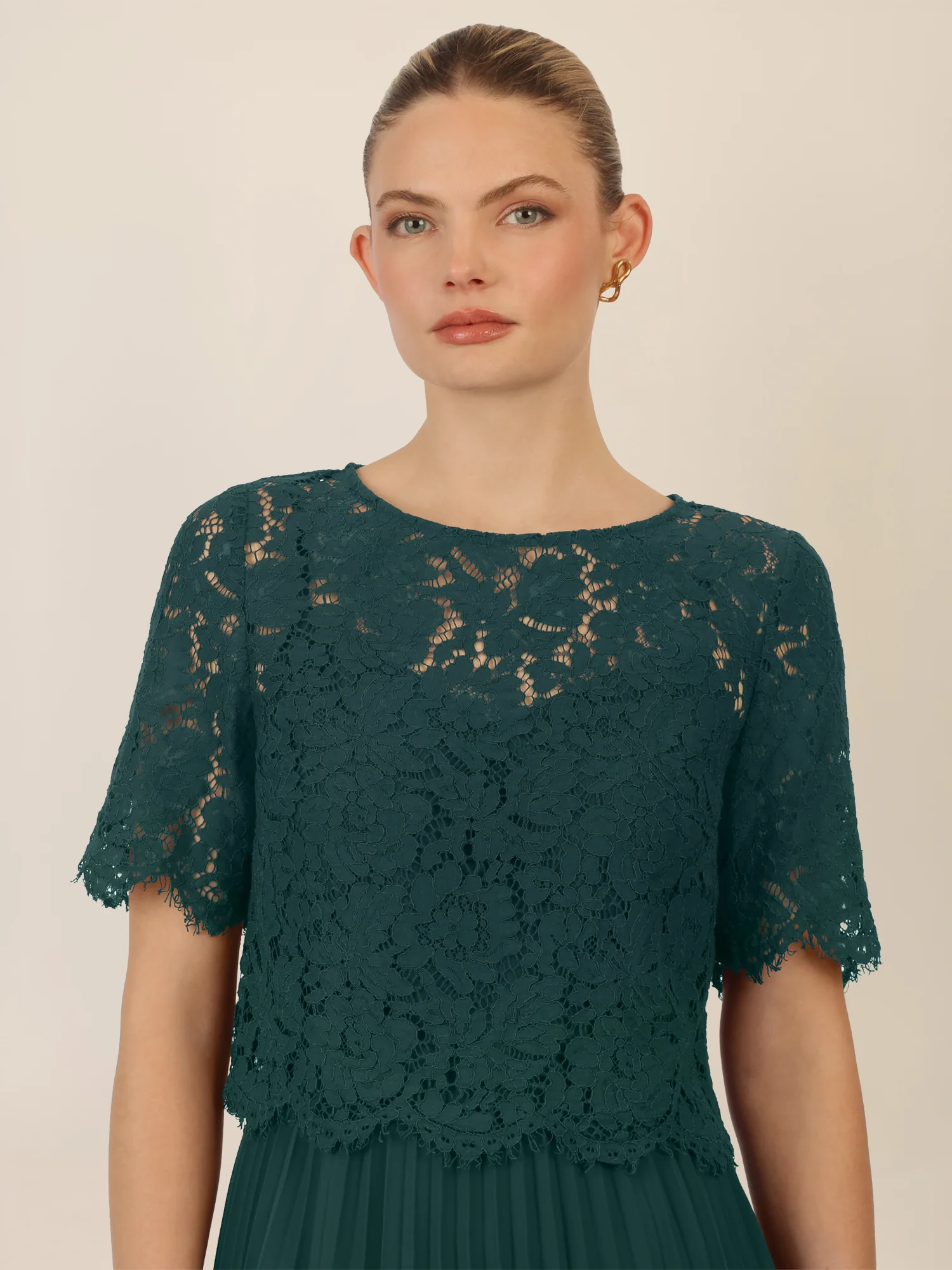 APART Abendkleid mit Spitzenjacke mit Spitzenoberteil und Plisseerock | dunkelgrün - Image 4