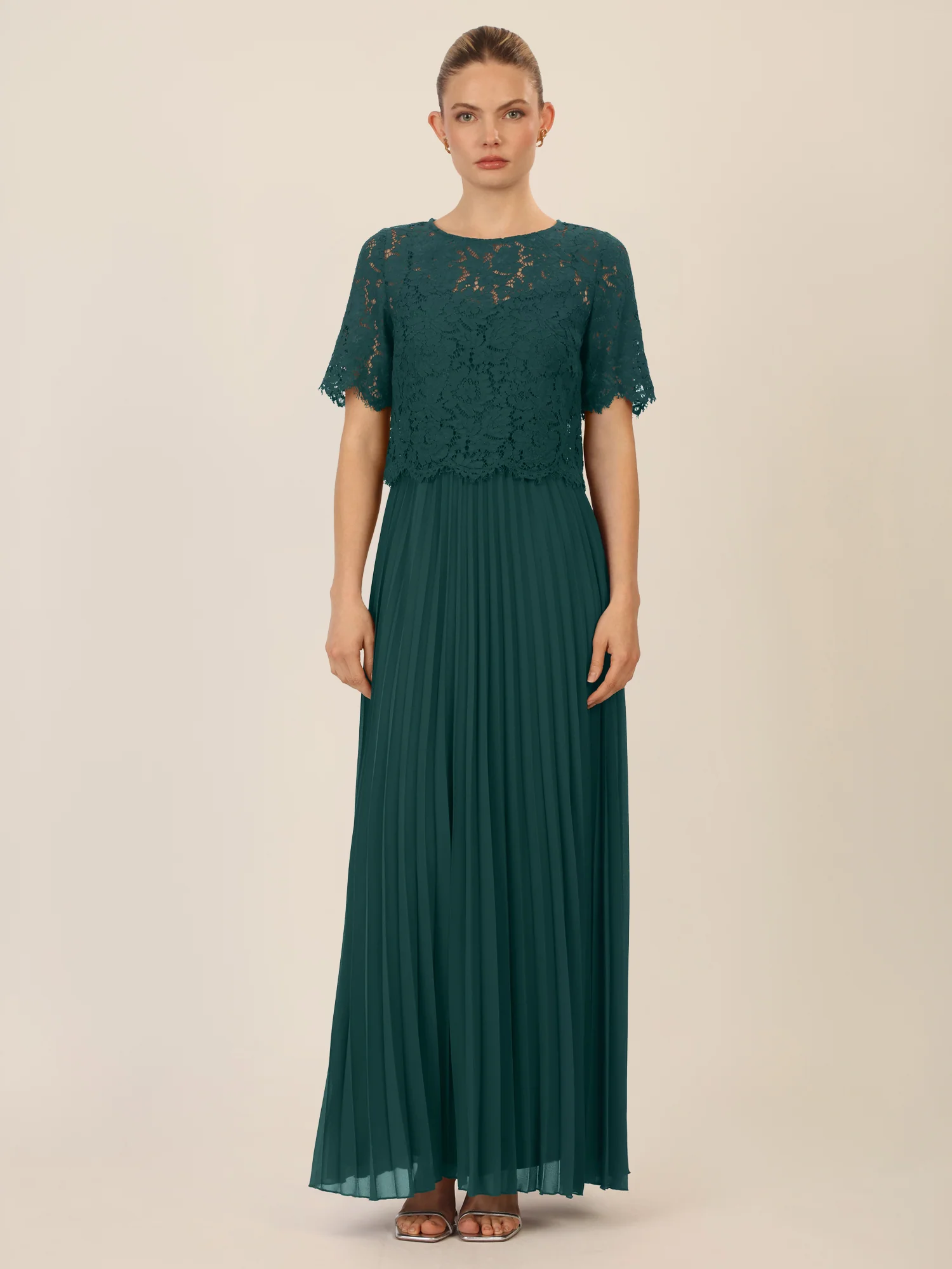 APART Abendkleid mit Spitzenjacke mit Spitzenoberteil und Plisseerock | dunkelgrün - Image 5