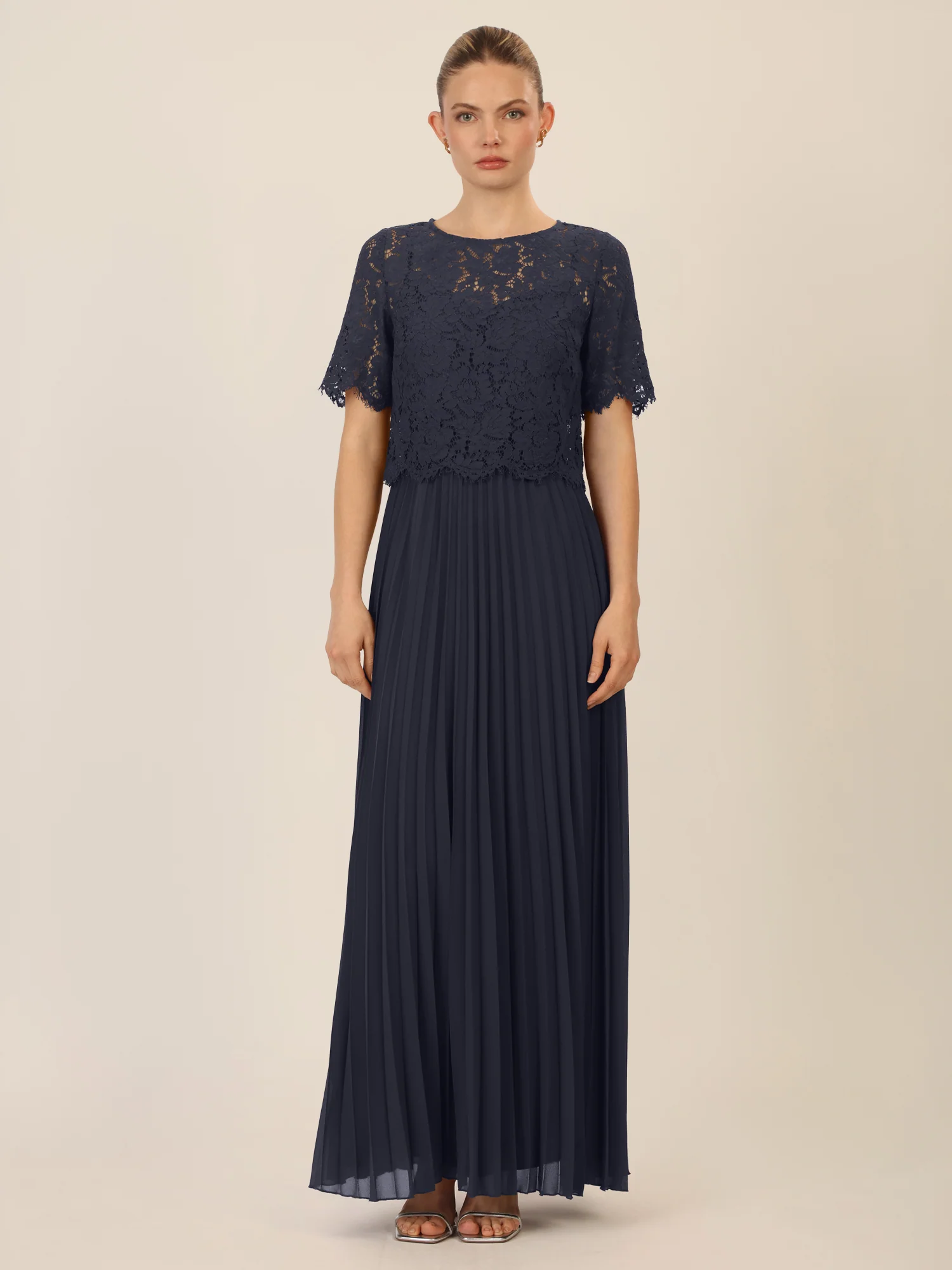 APART Abendkleid mit Spitzenjacke mit Spitzenoberteil und Plisseerock | nachtblau - Image 5