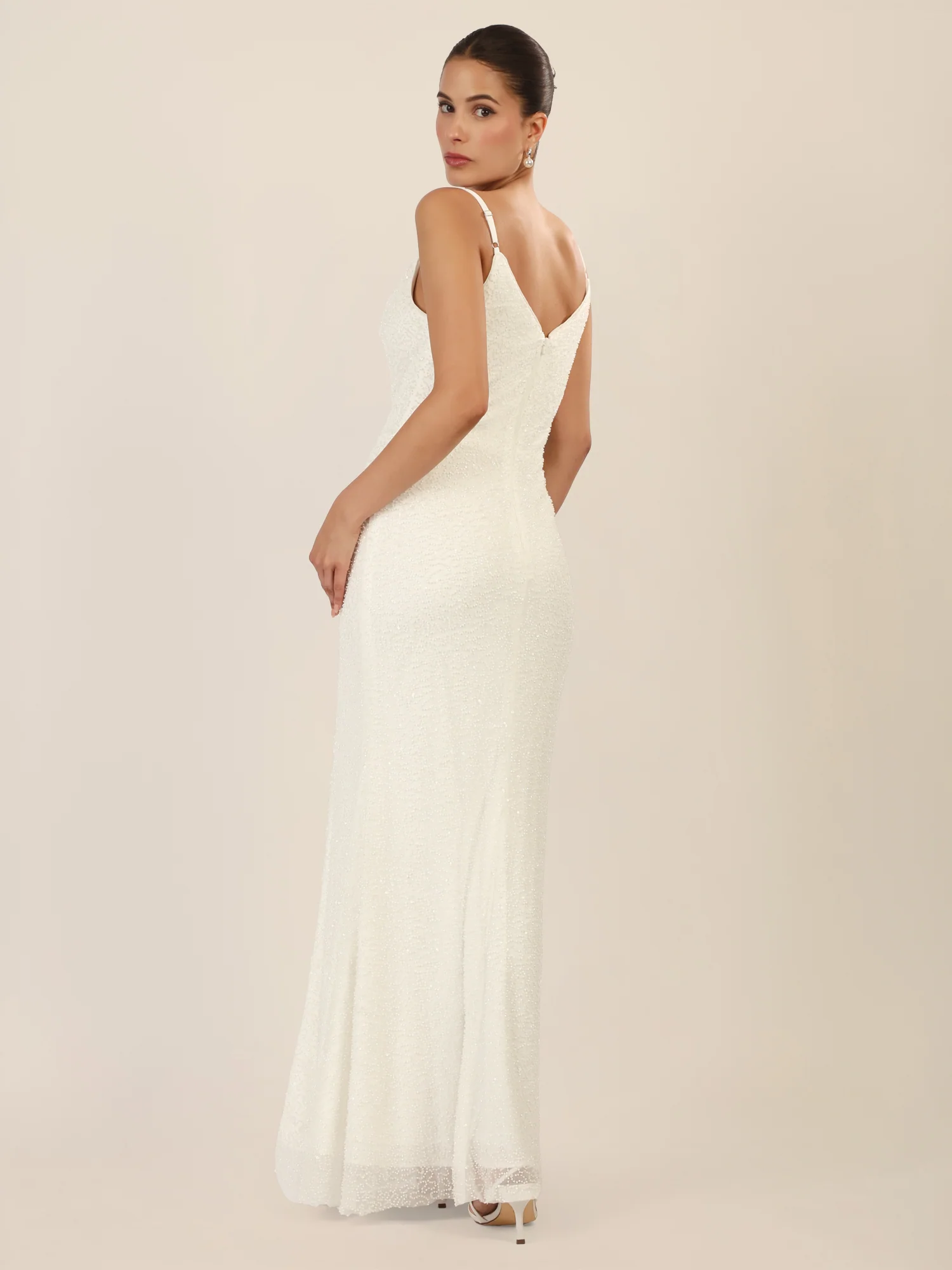 APART Abendkleid mit Wasserfall-Ausschnitt | creme - Image 2