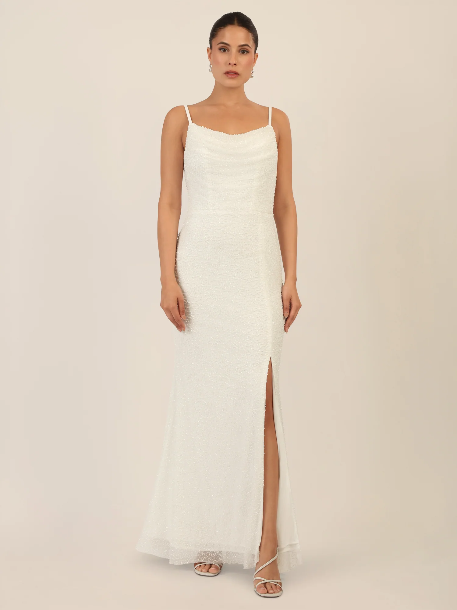 APART Abendkleid mit Wasserfall-Ausschnitt | creme - Image 5