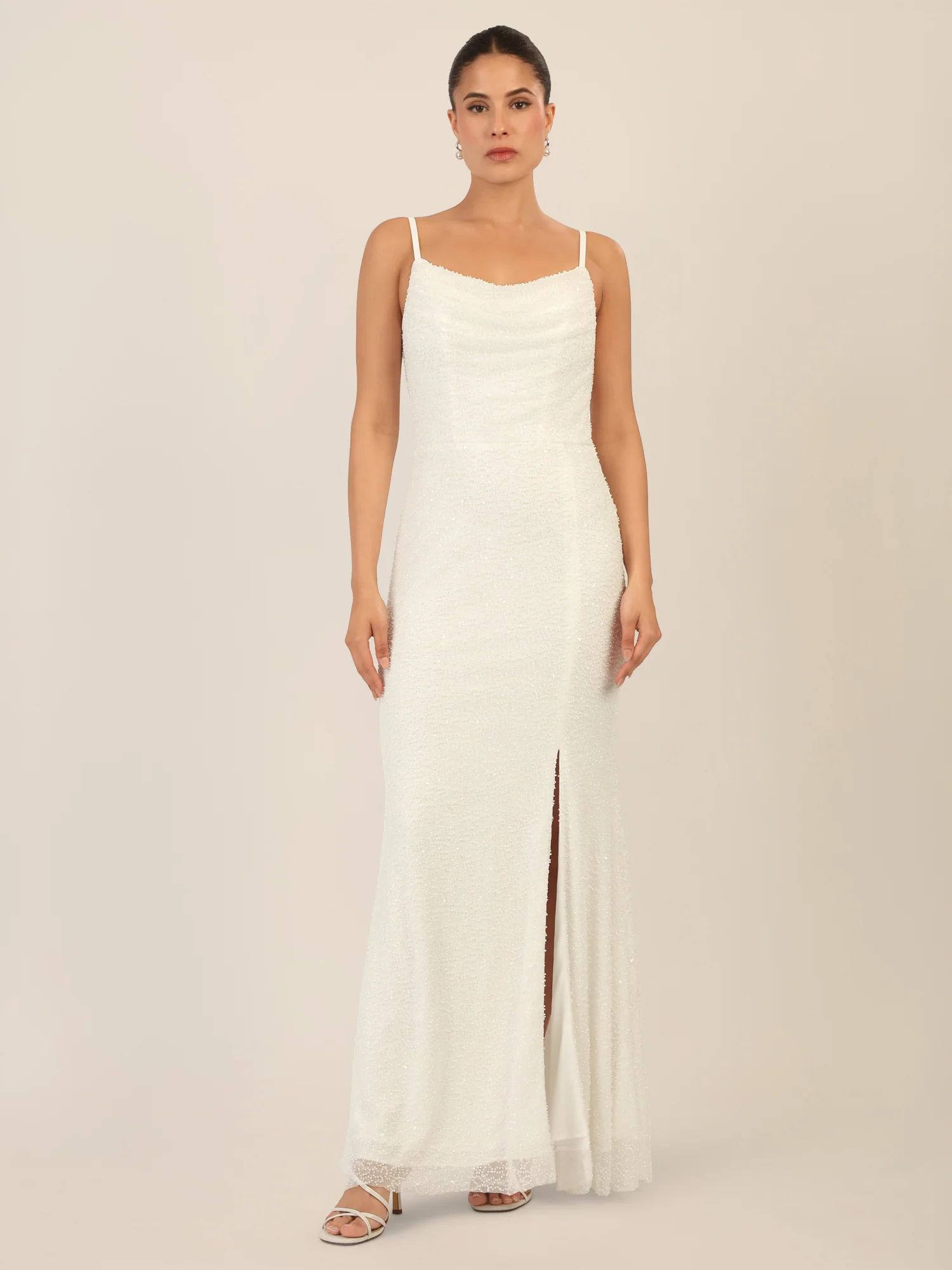 APART Abendkleid mit Wasserfall-Ausschnitt | creme - Image 6