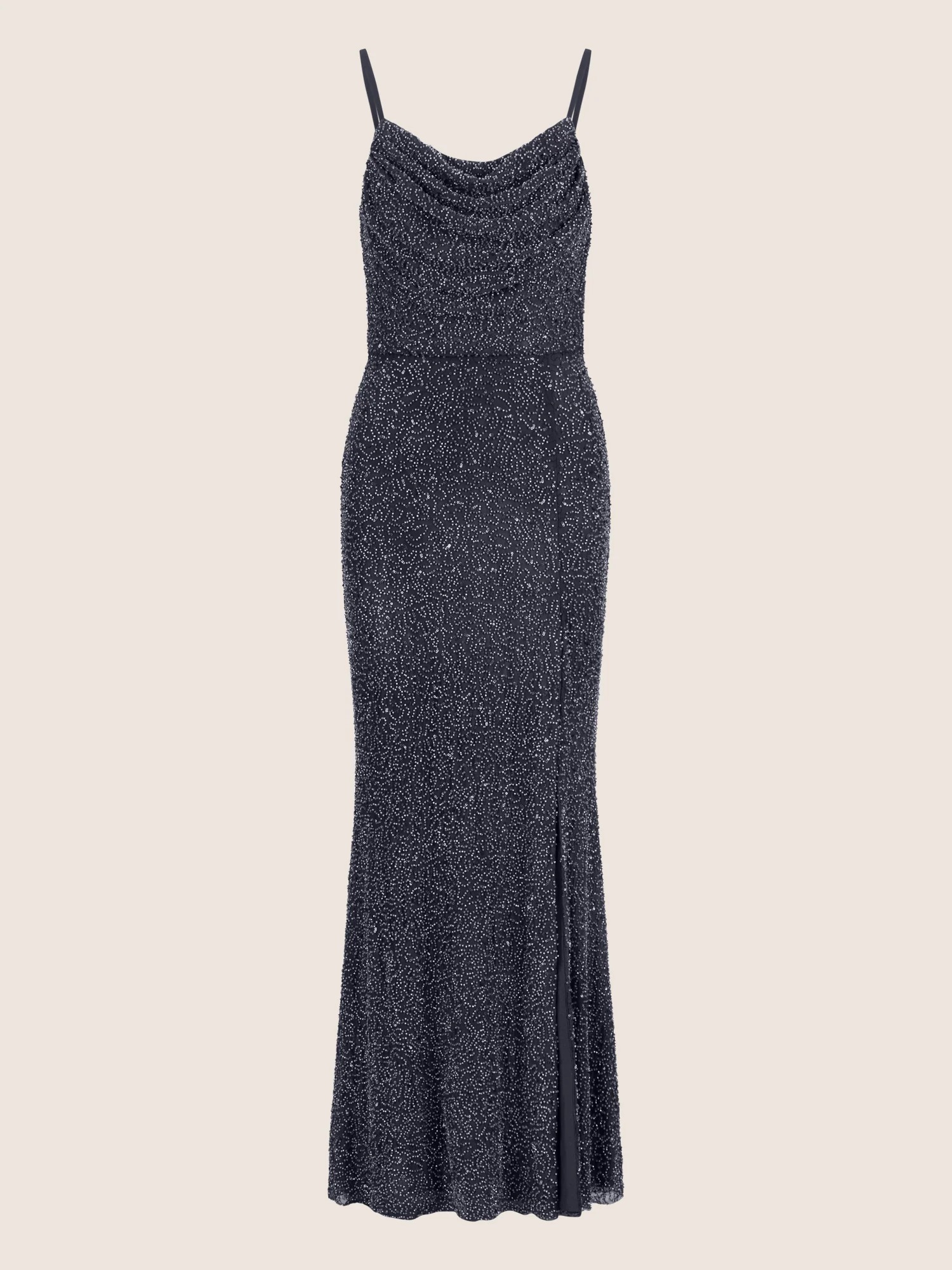APART Abendkleid mit Wasserfall-Ausschnitt | schwarz-nachtblau - Image 3