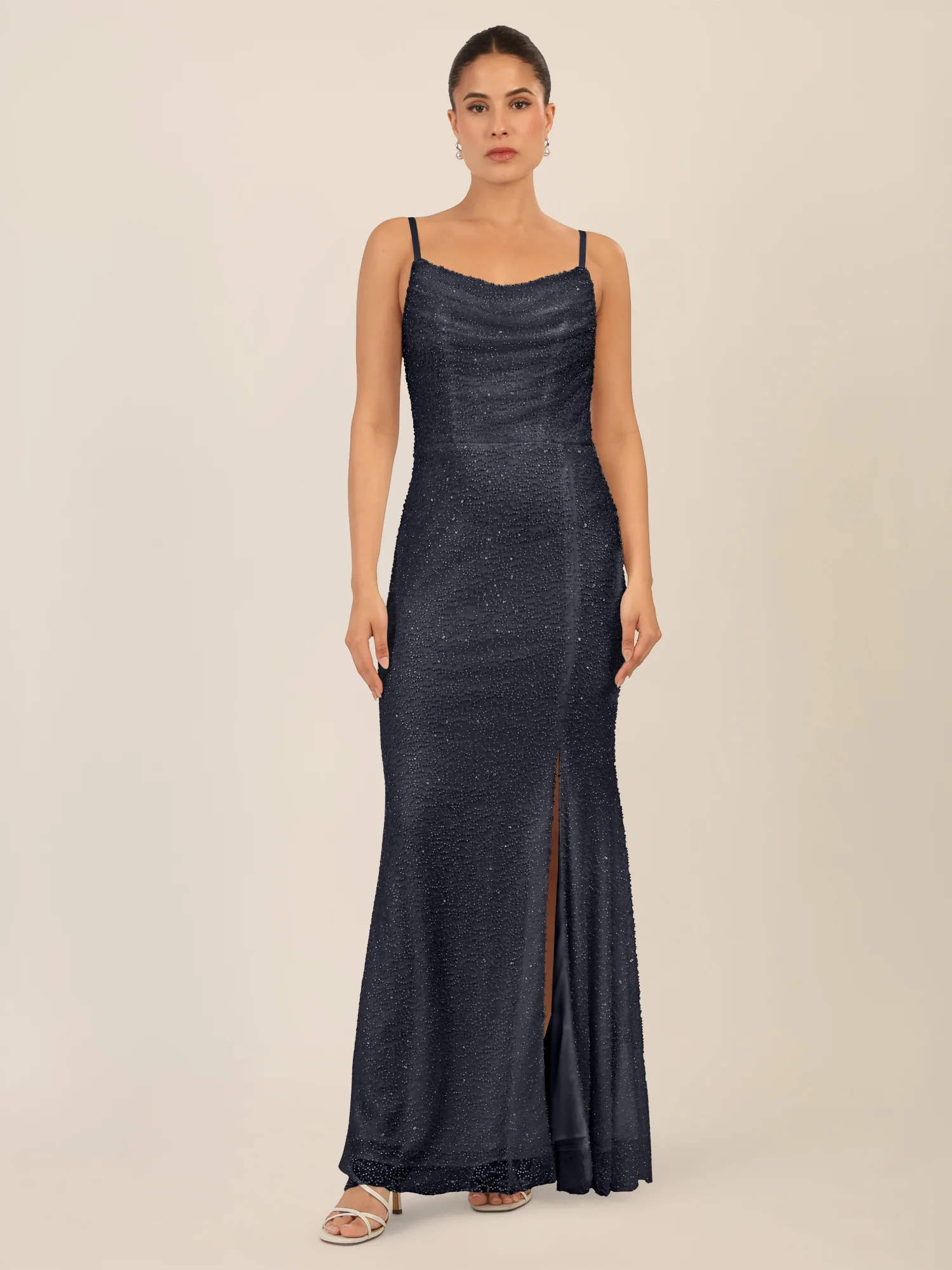 APART Abendkleid mit Wasserfall-Ausschnitt | schwarz-nachtblau - Image 5