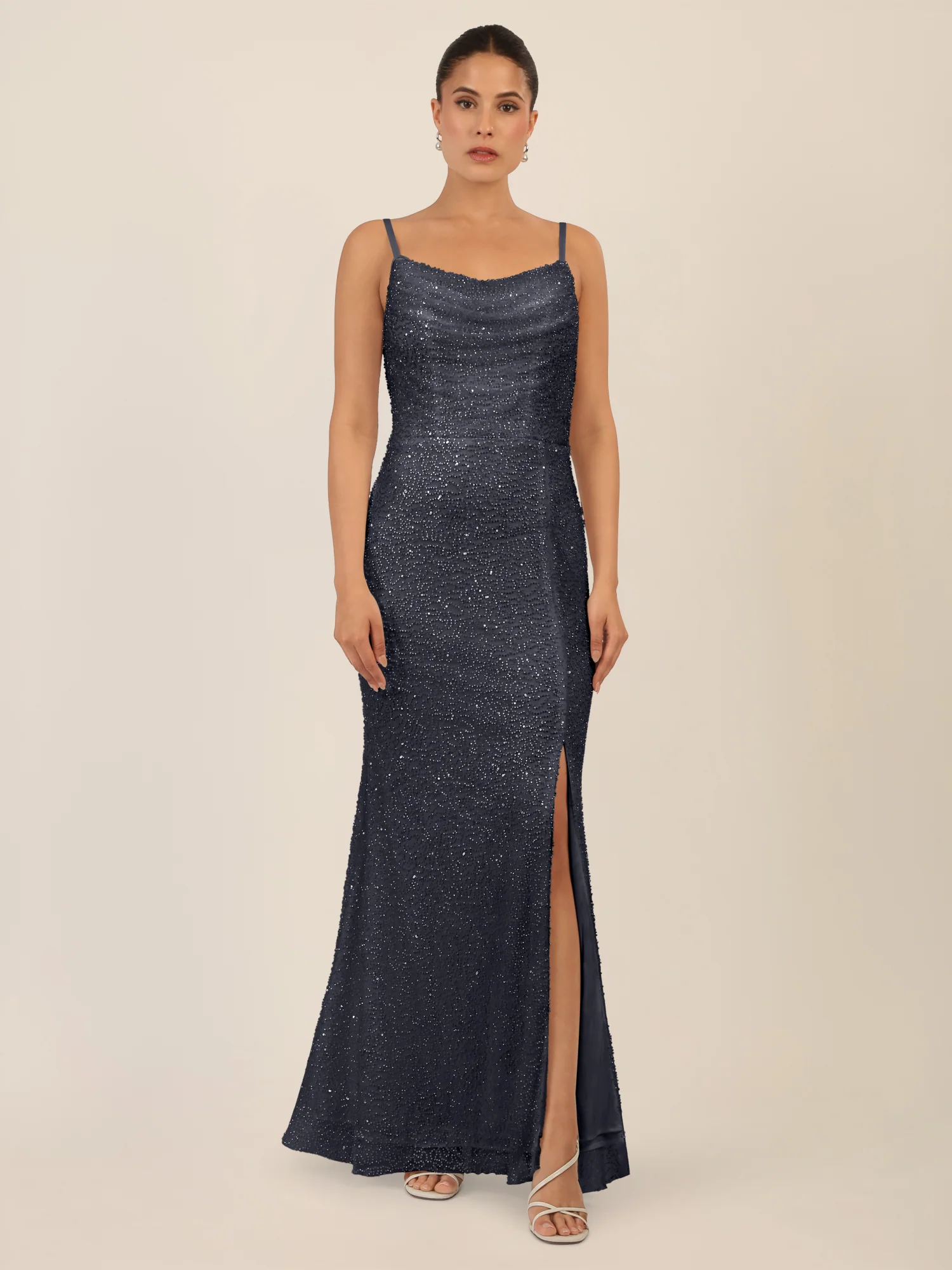 APART Abendkleid mit Wasserfall-Ausschnitt | schwarz-nachtblau - Image 6