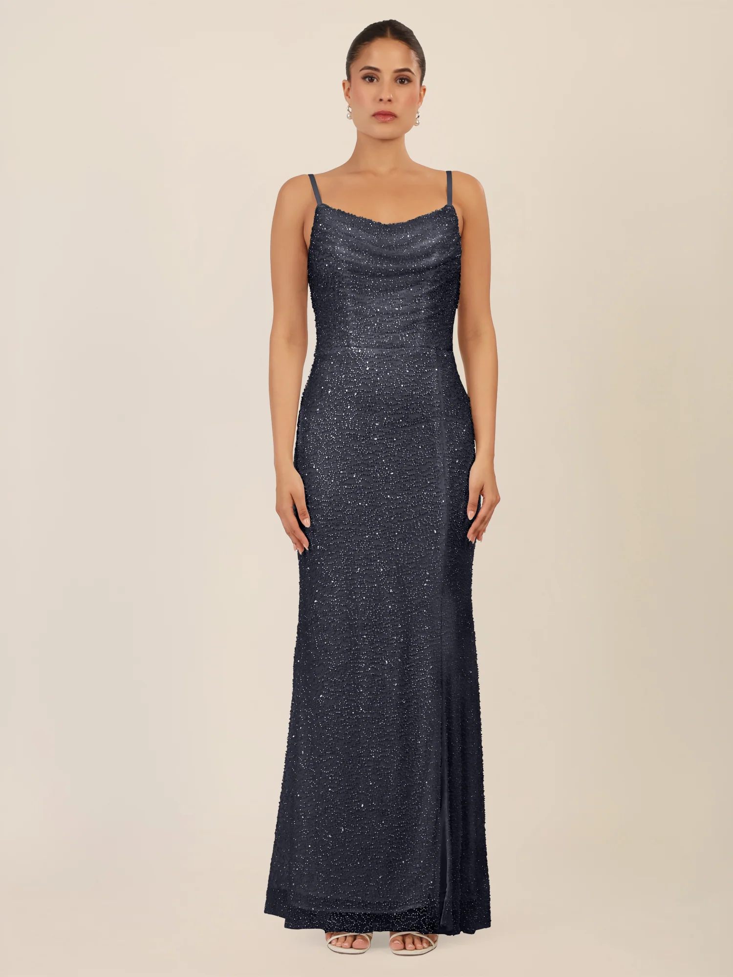 APART Abendkleid mit Wasserfall-Ausschnitt | schwarz-nachtblau - Image 7