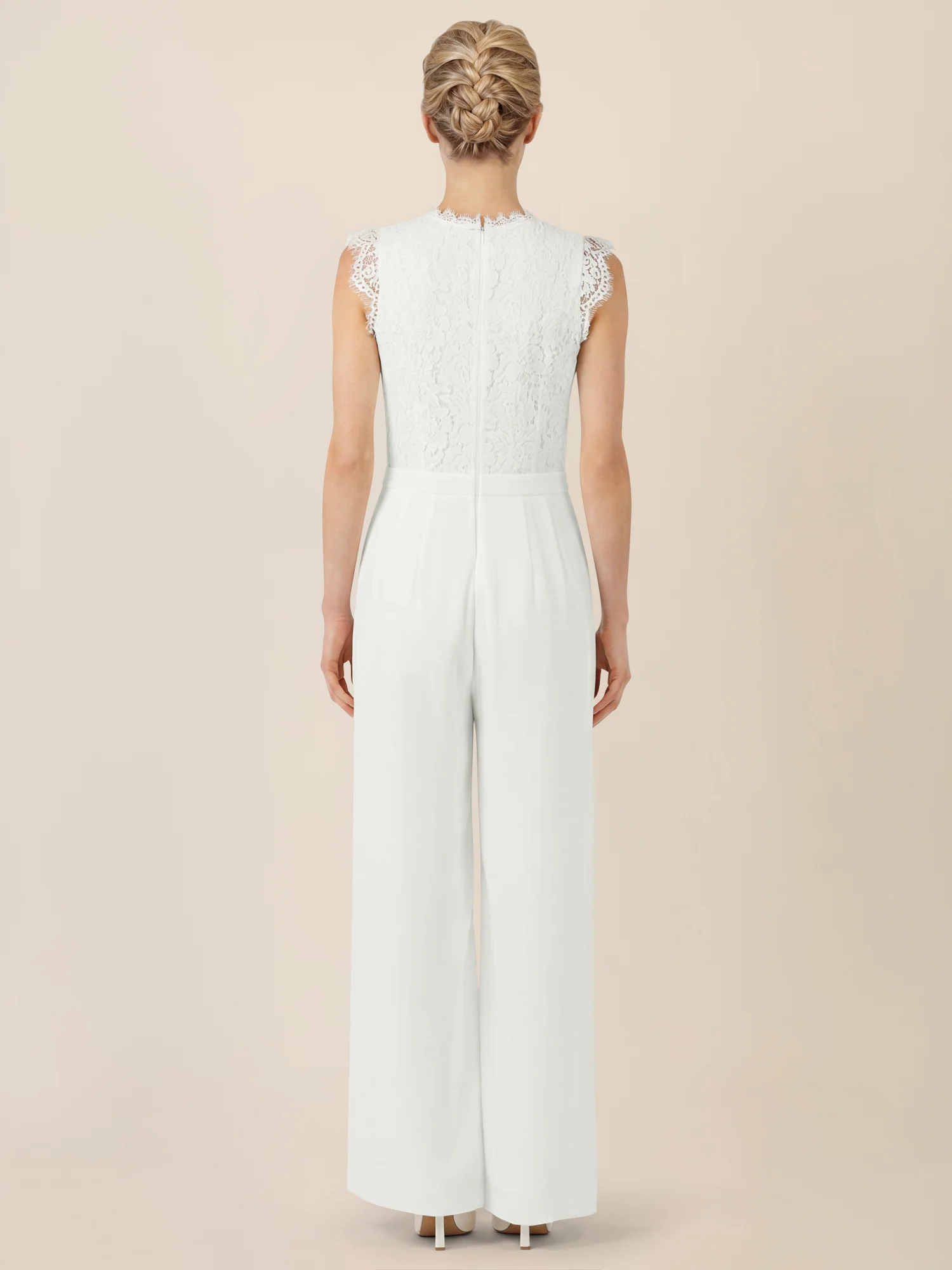 APART Abendoverall mit Spitzentop und weitem Bein | creme - Image 2