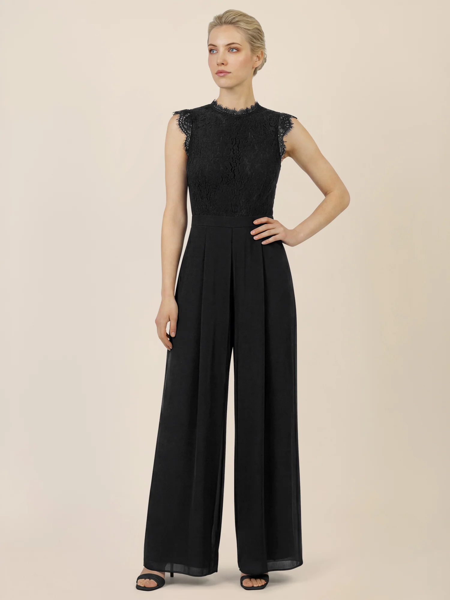 APART Abendoverall mit Spitzentop und weitem Bein | schwarz - Image 5
