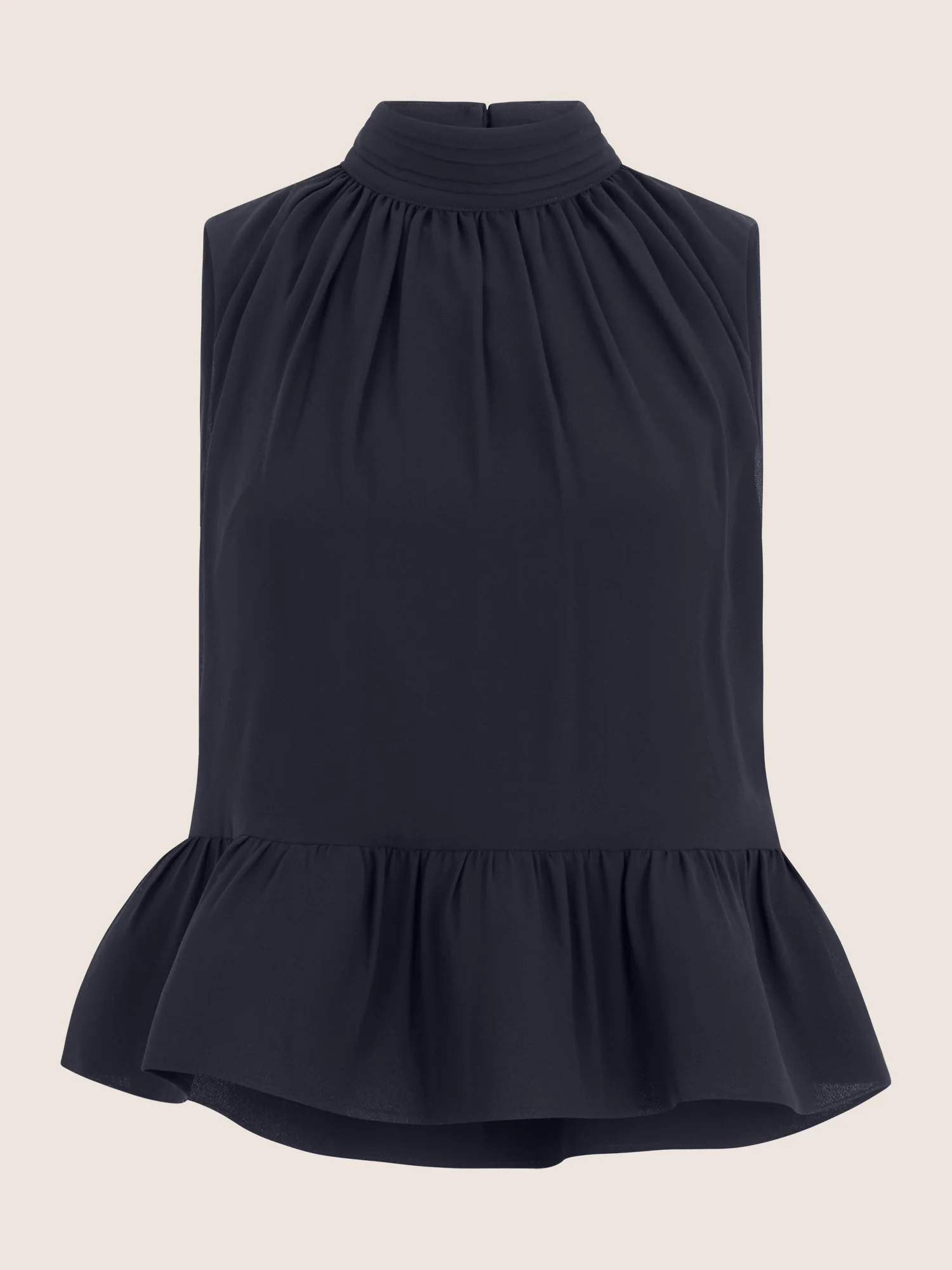 APART Ärmellose Bluse mit Rüschen-Saum | nachtblau - Image 4