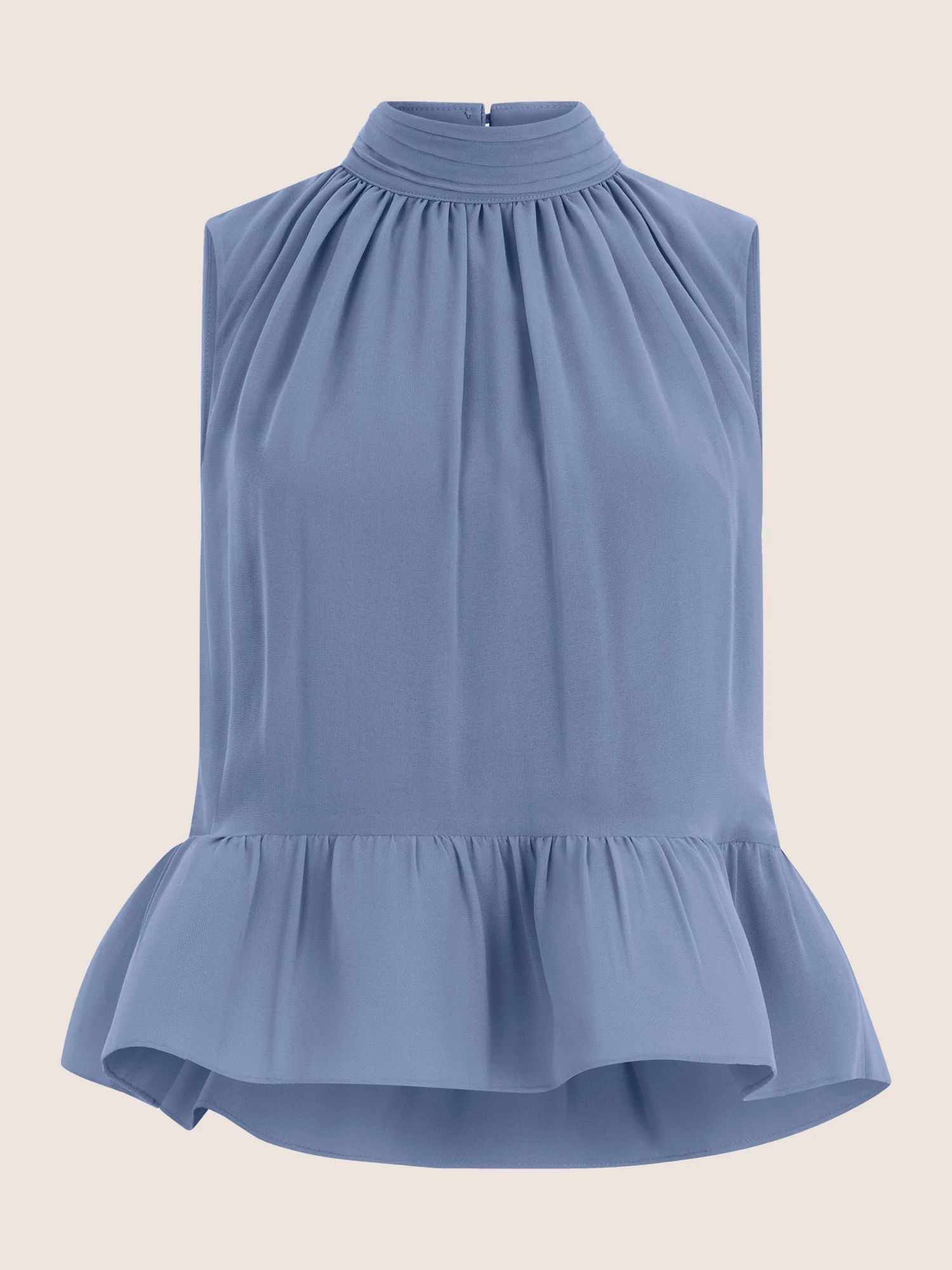 APART Ärmellose Bluse mit Rüschen-Saum | rauchblau - Image 4