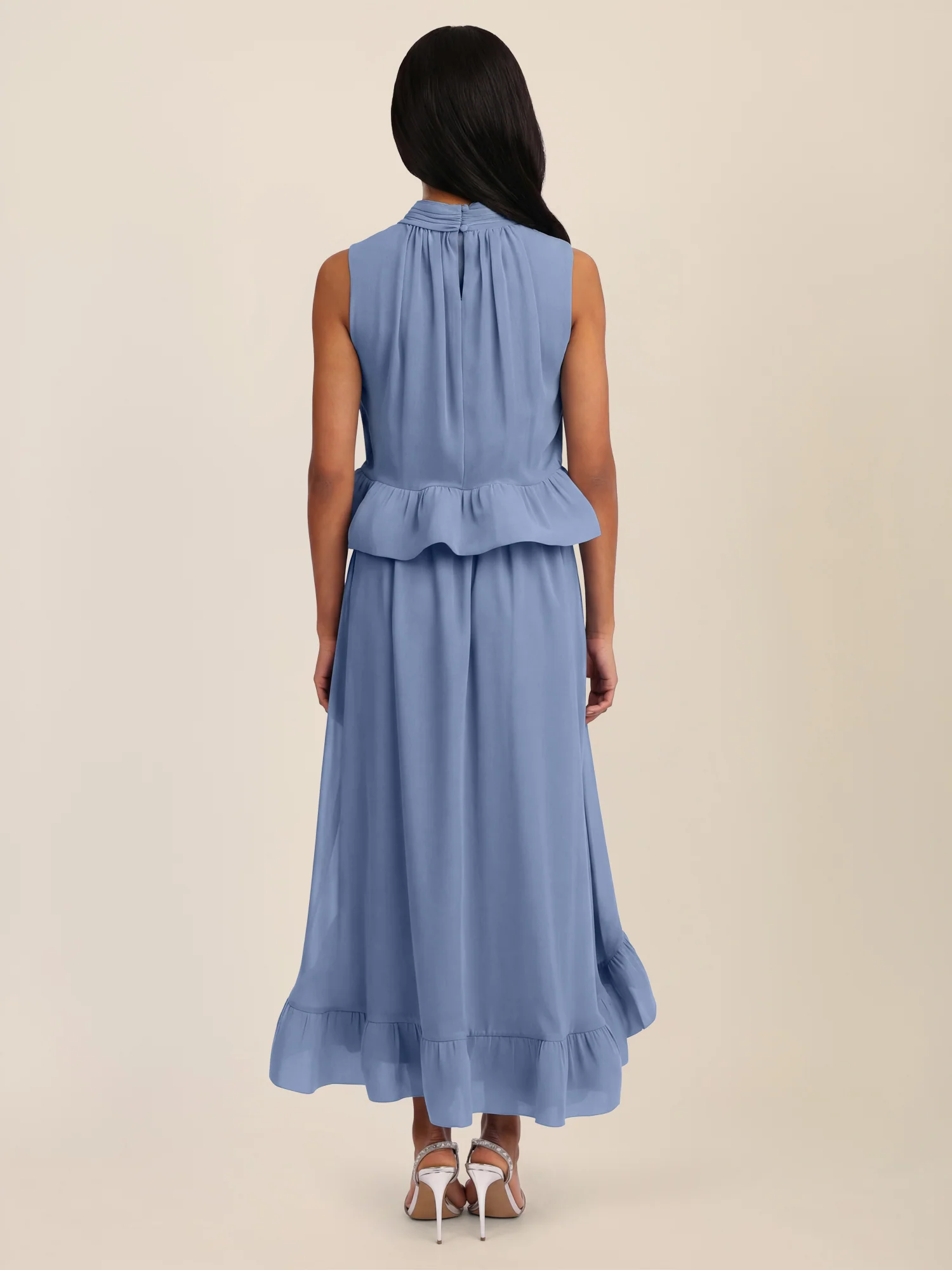 APART Ärmellose Bluse mit Rüschen-Saum | rauchblau - Image 9