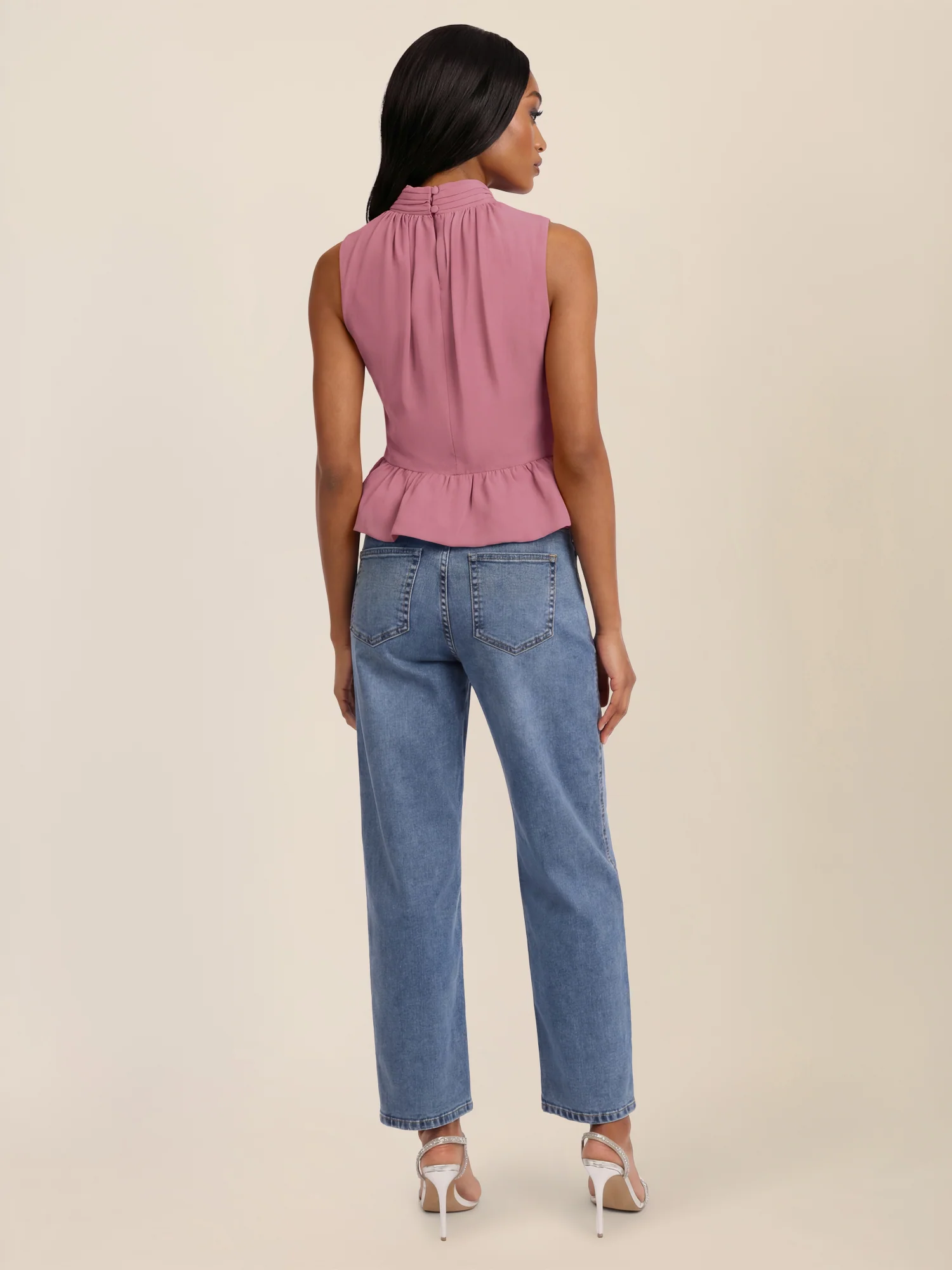 APART Ärmellose Bluse mit Rüschen-Saum | rosé - Image 10