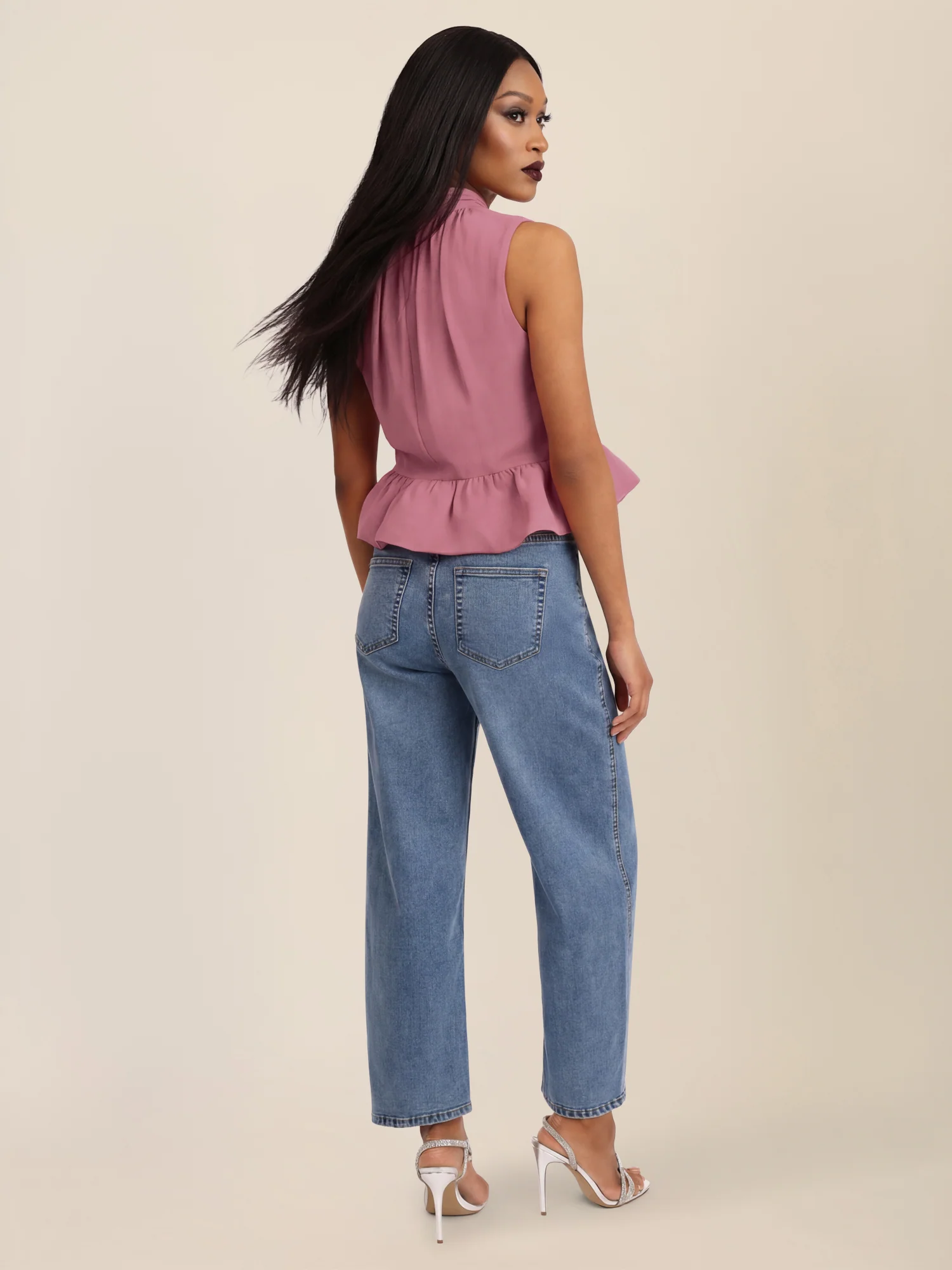 APART Ärmellose Bluse mit Rüschen-Saum | rosé - Image 3