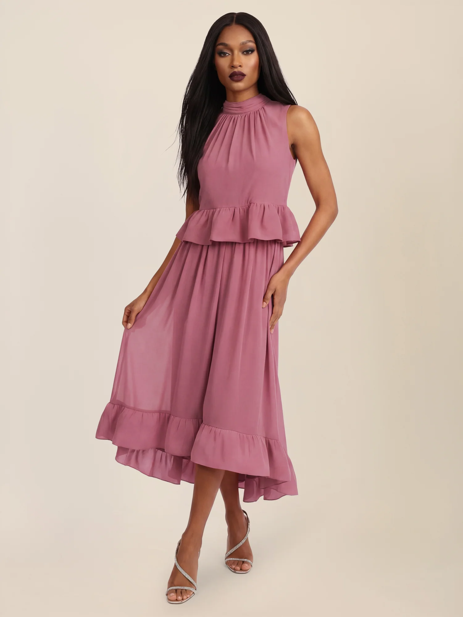 APART Ärmellose Bluse mit Rüschen-Saum | rosé - Image 8